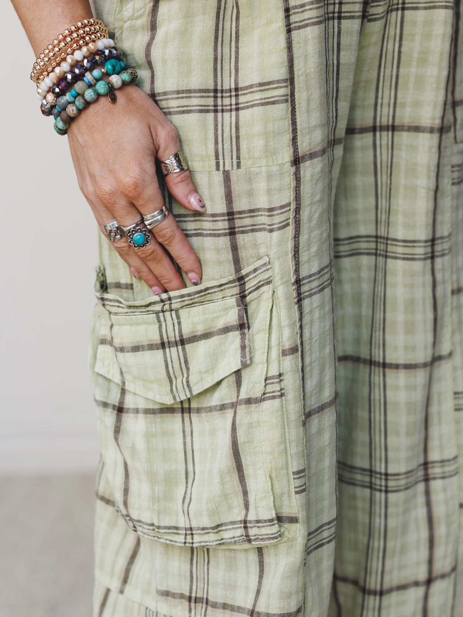 Sunday Plaid Pants - Apple Green - Image 3