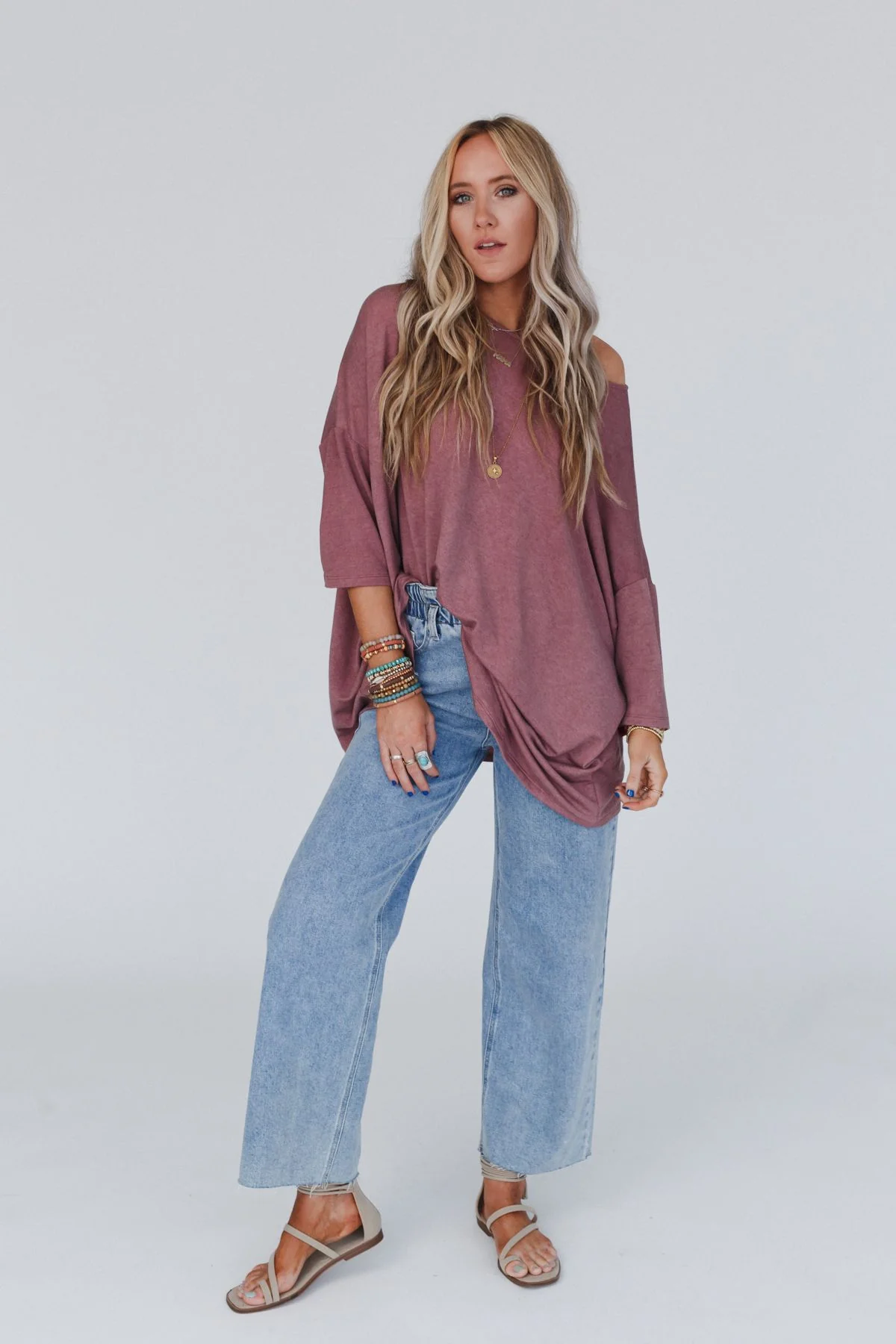 The Nest Sunday Stroll Oversized Tee - Mauve - Image 3