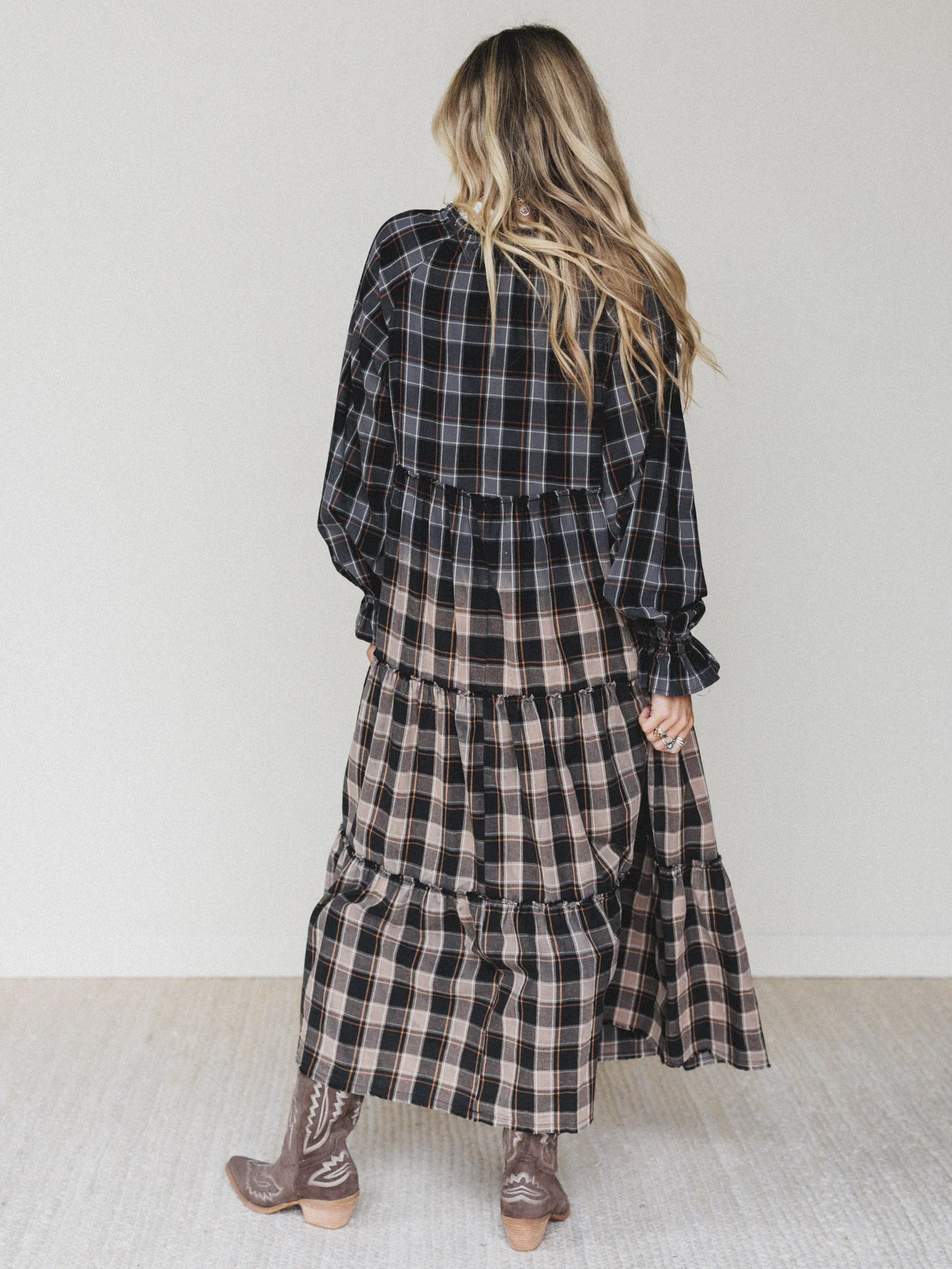 Sundown Harvest Tiered Dress - Black - Image 6