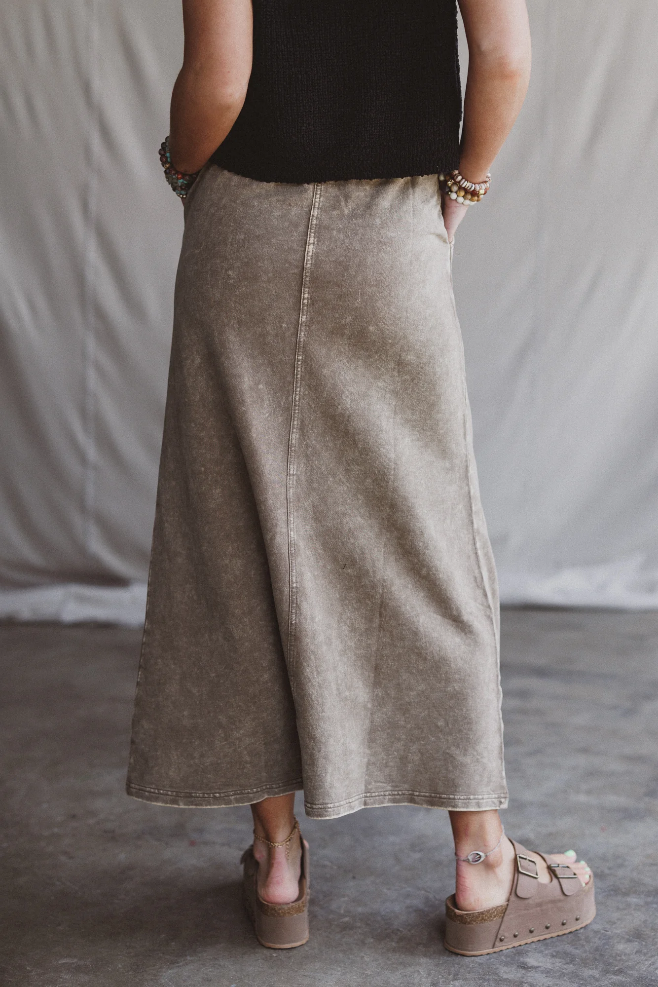 Sunfade Front Slit Maxi Skirt - Mocha - Image 4