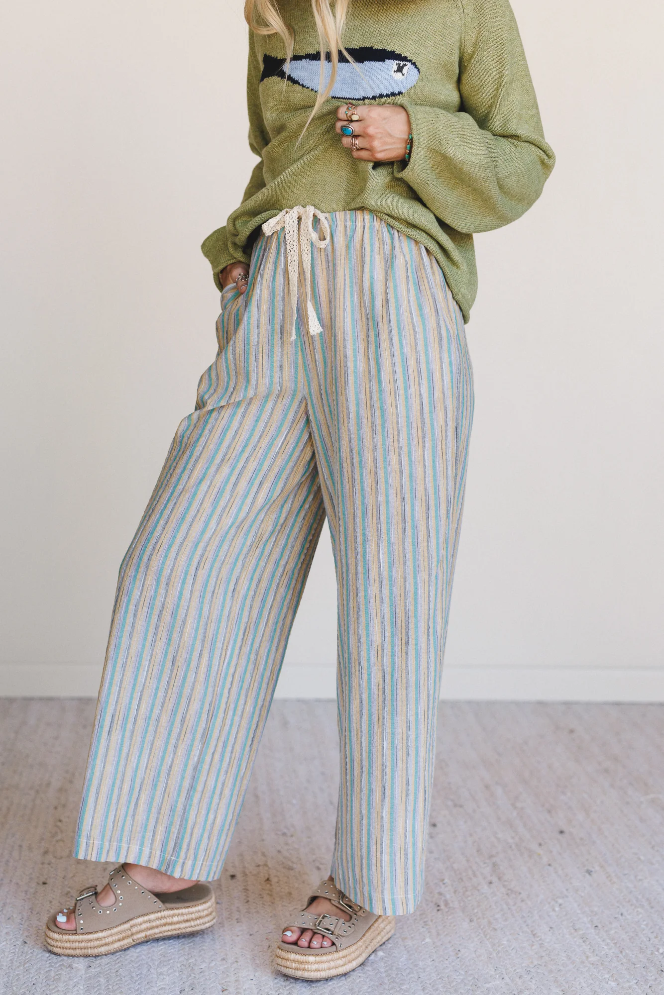 Sunkissed in Stripes Pants - Teal - Image 2