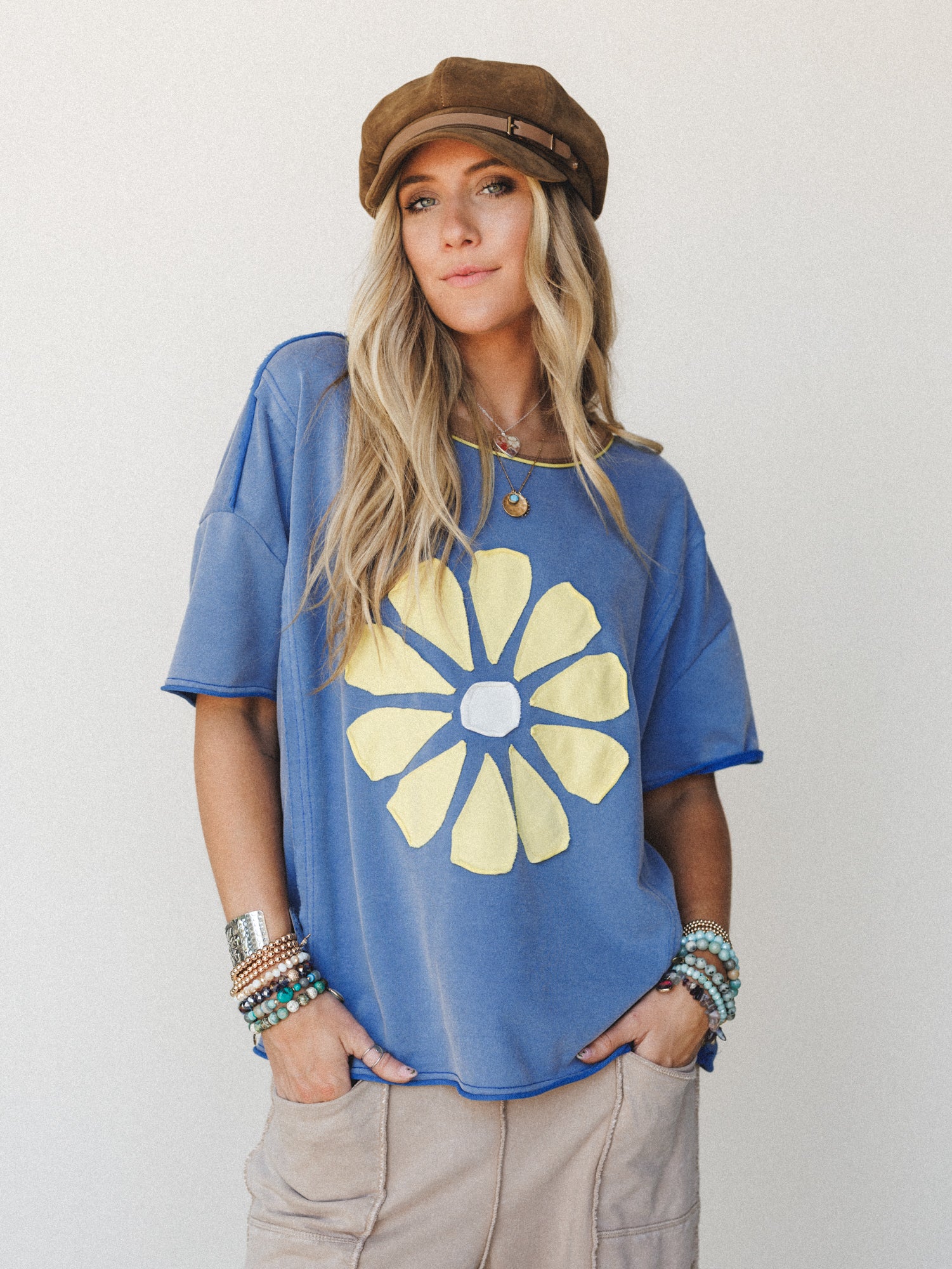 Sunny Blooms Tee - Royal Blue - Image 2