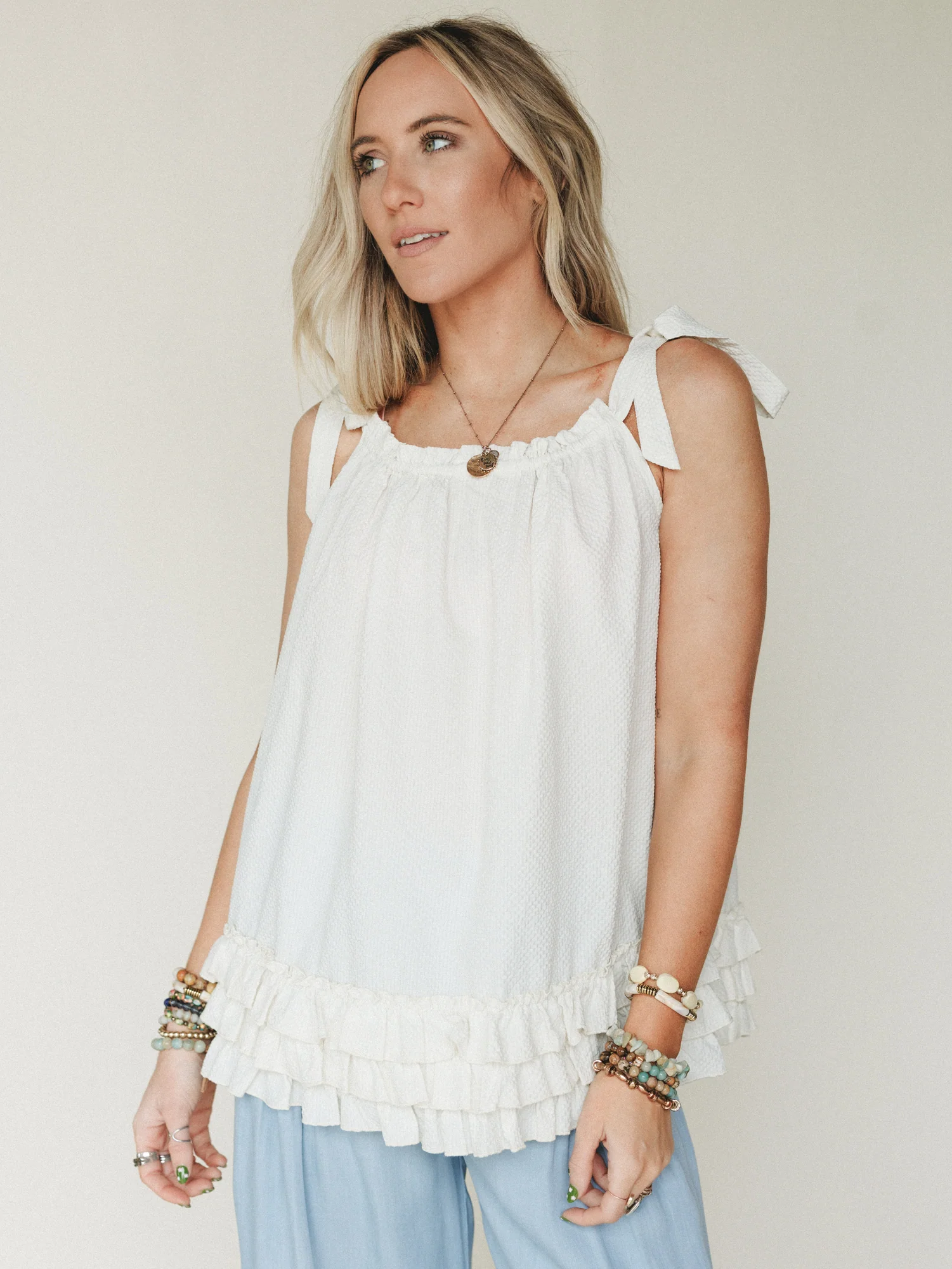 Sunrise Ruffle Tunic - Ivory - Image 2