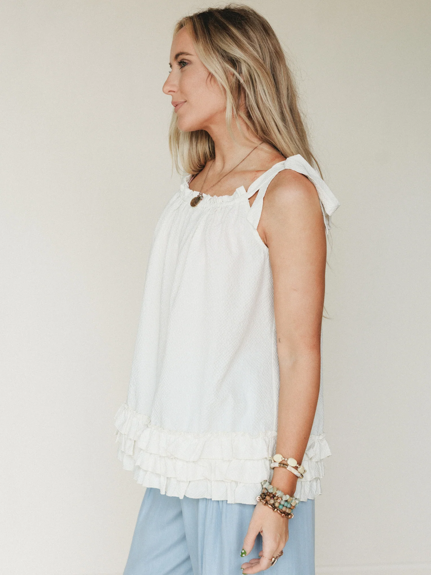 Sunrise Ruffle Tunic - Ivory - Image 4