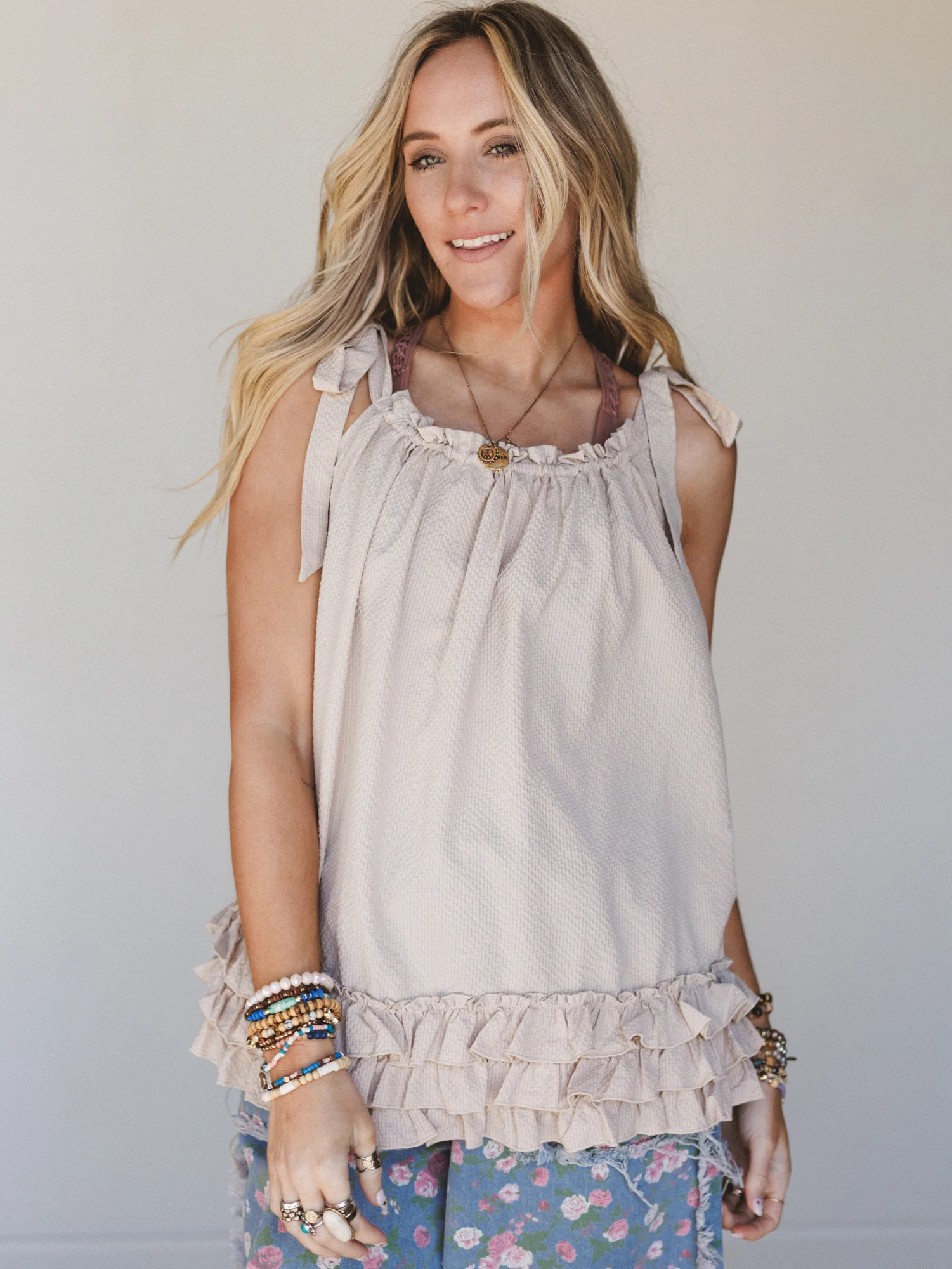 Sunrise Ruffle Tunic - Natural - Image 2