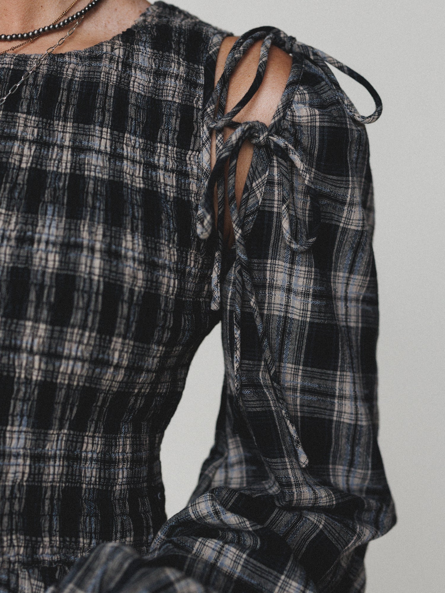 Sunset Rust Plaid Dress - Black - Image 3