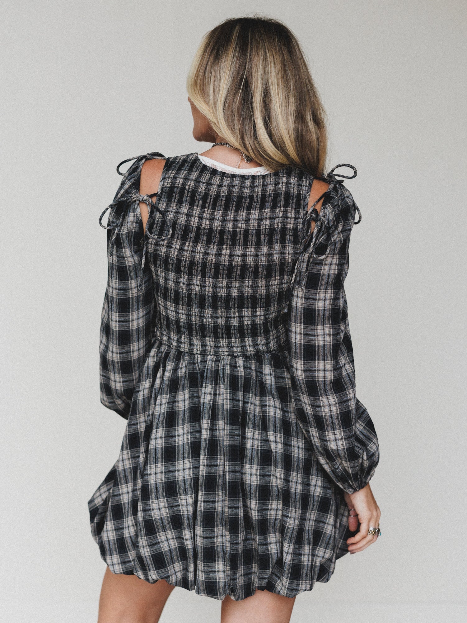 Sunset Rust Plaid Dress - Black - Image 6