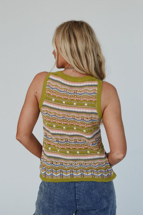 Sunset Sand Geo Pattern Top - Green - Image 5