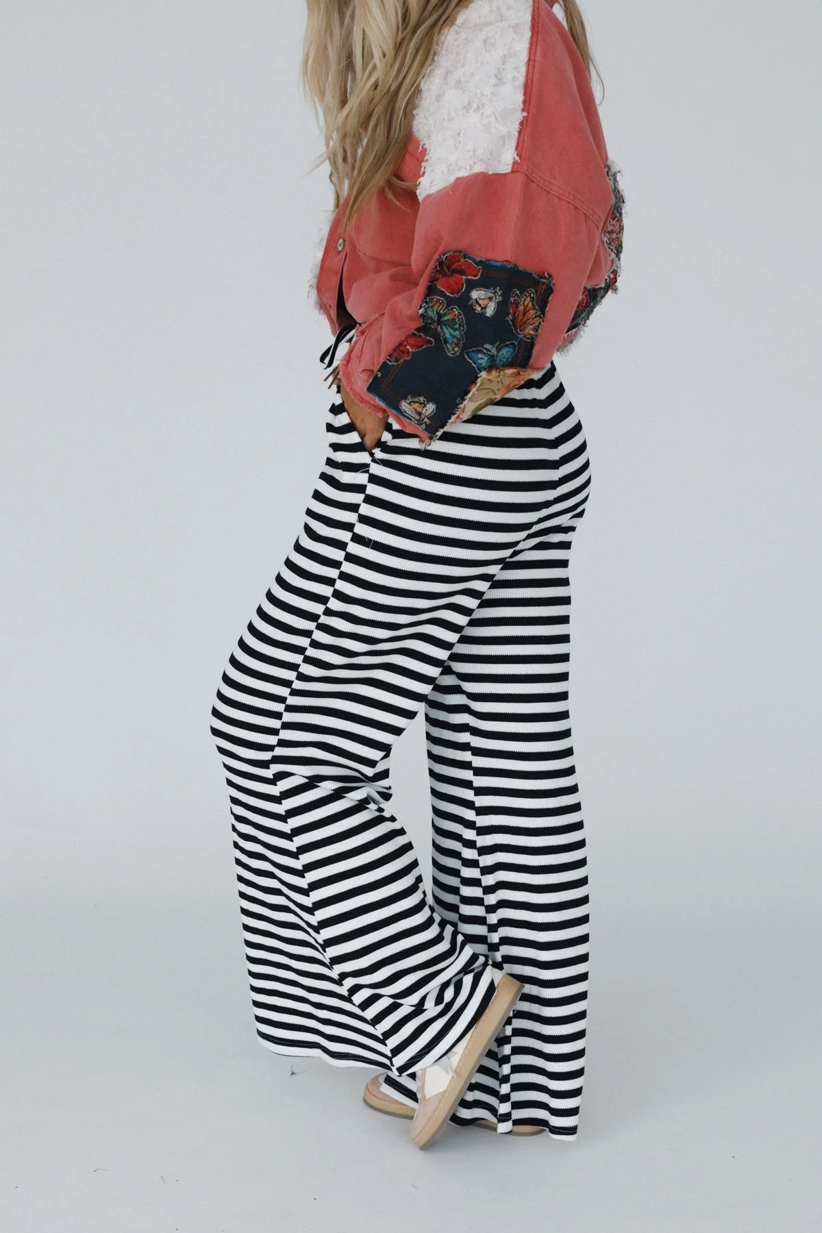 Sunset Stride Striped Pants - Black - Image 2
