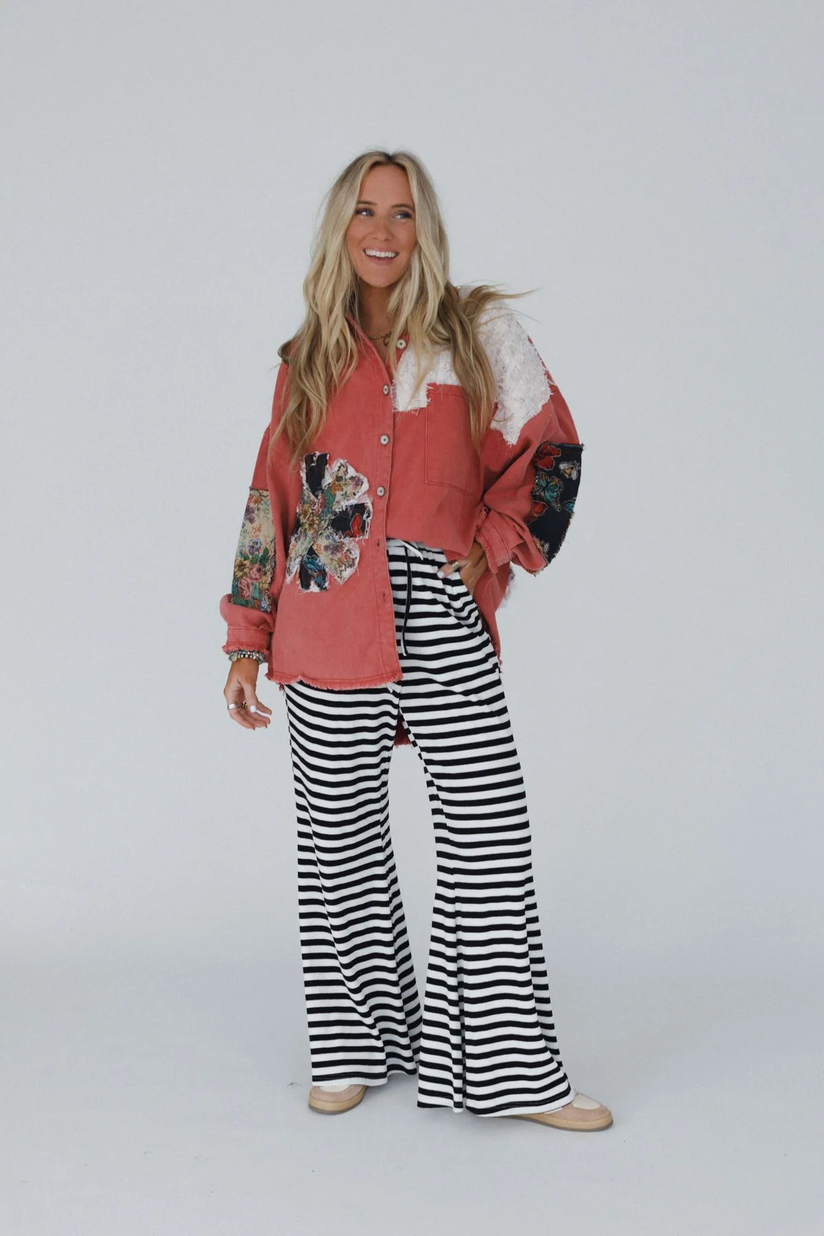 Sunset Stride Striped Pants - Black - Image 5