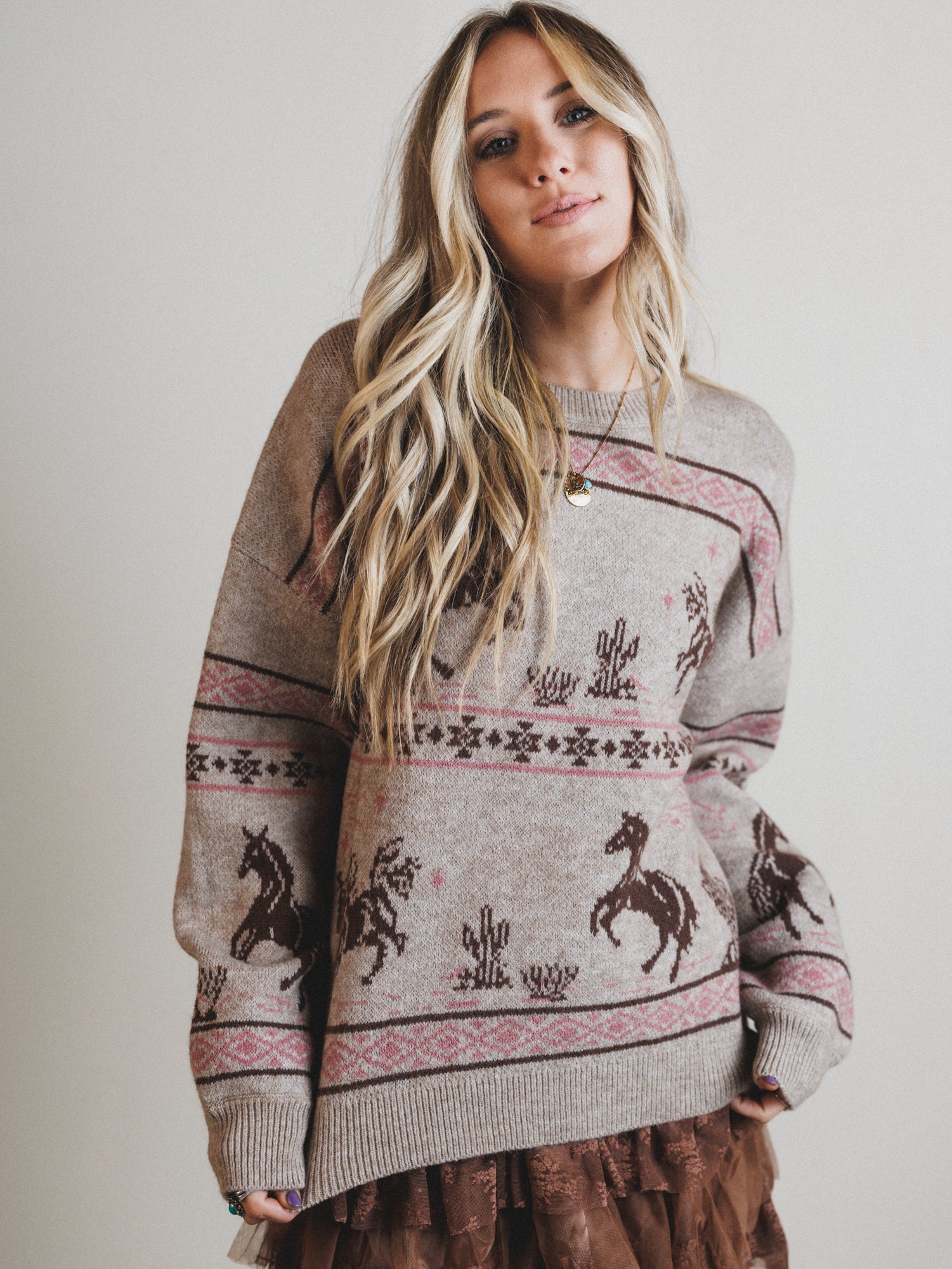 Sunset Stride Sweater - Taupe - Image 4