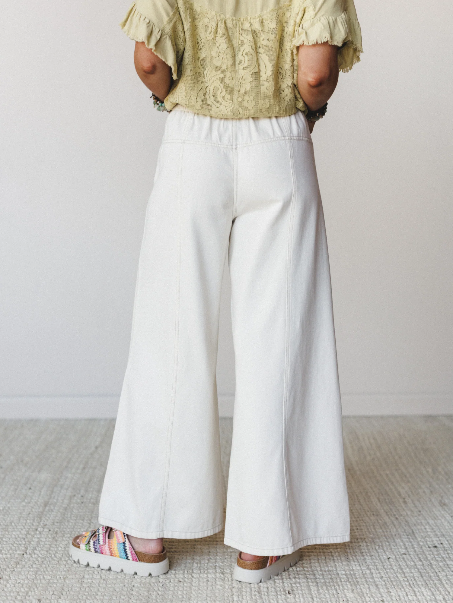 Surf's Up Wide Leg Jeans - Ecru - Image 5