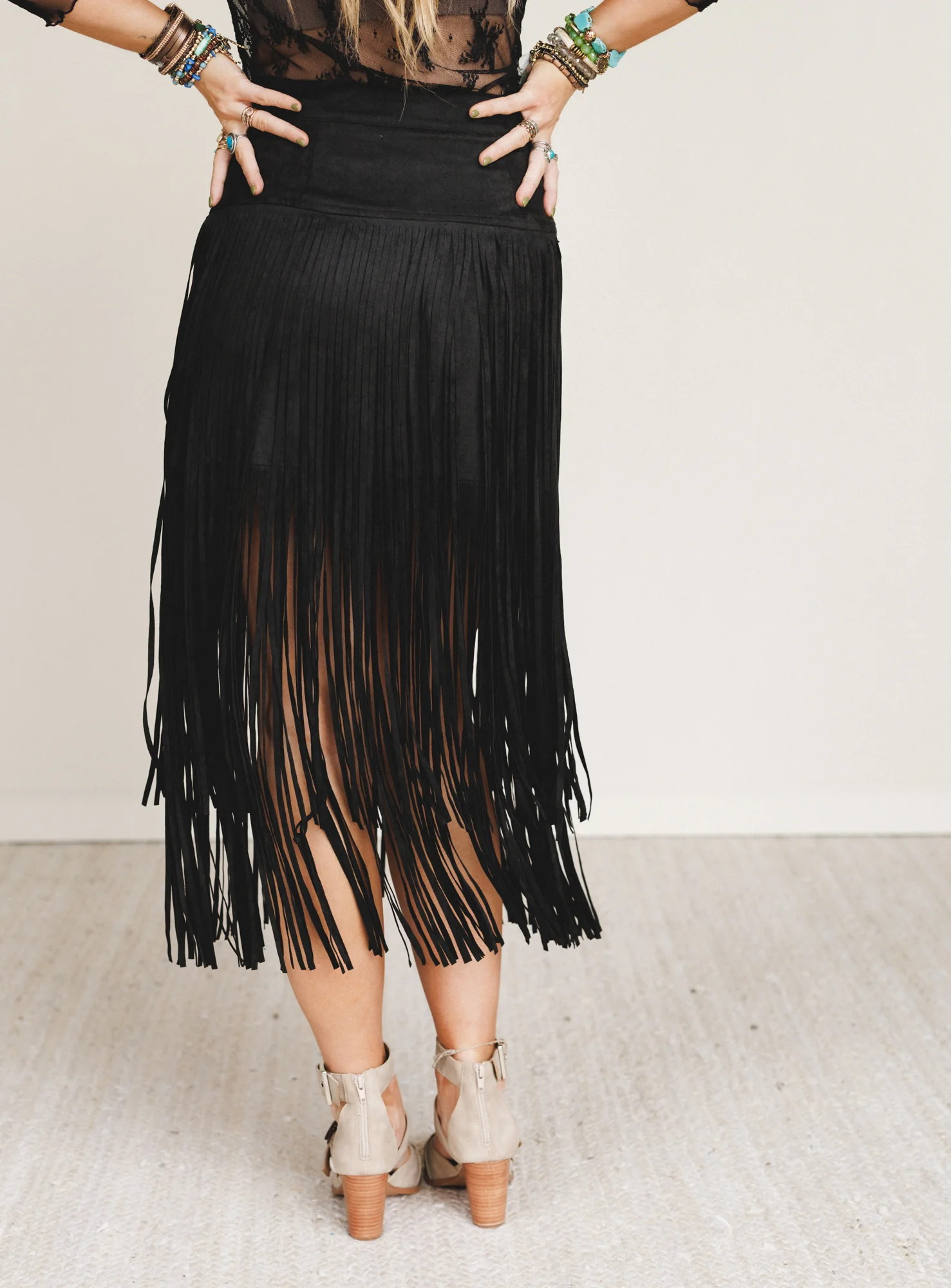 Swayed West Fringe Skirt - Black - Image 6