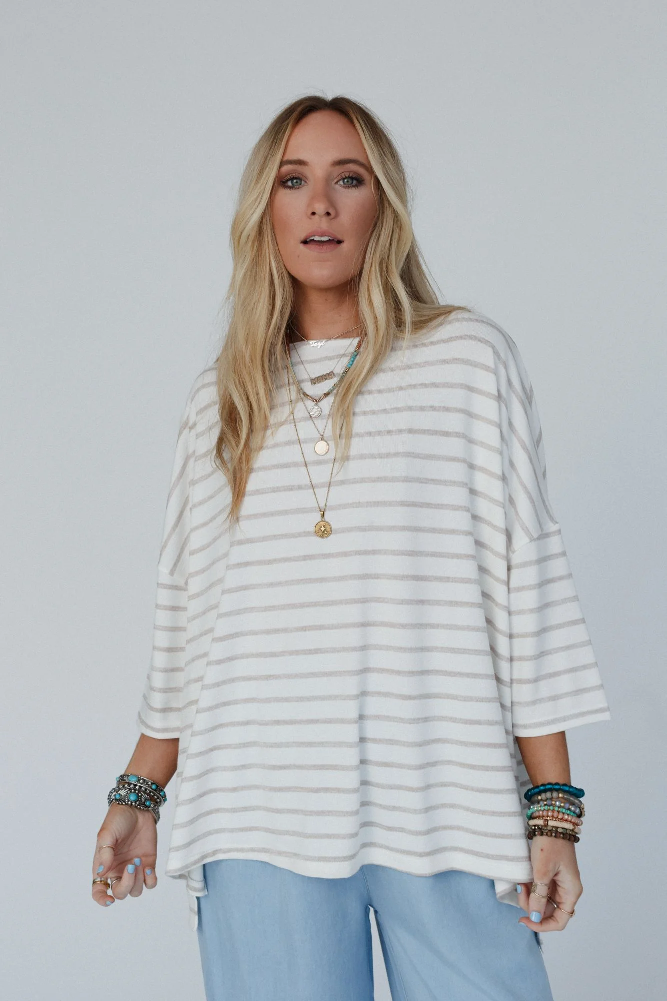 The Nest Swaying Stripes Top - Oatmeal - Image 2