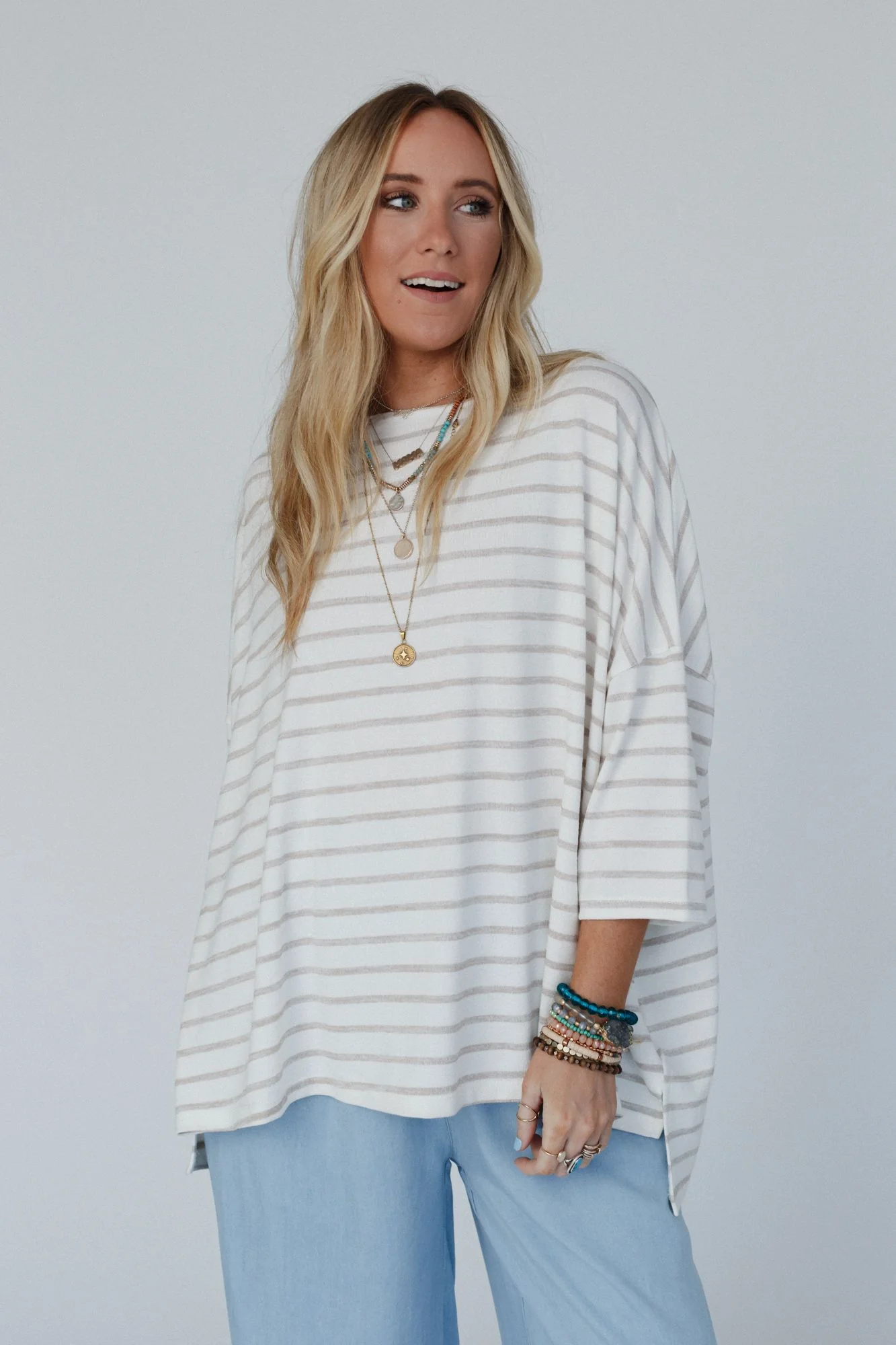 The Nest Swaying Stripes Top - Oatmeal - Image 4