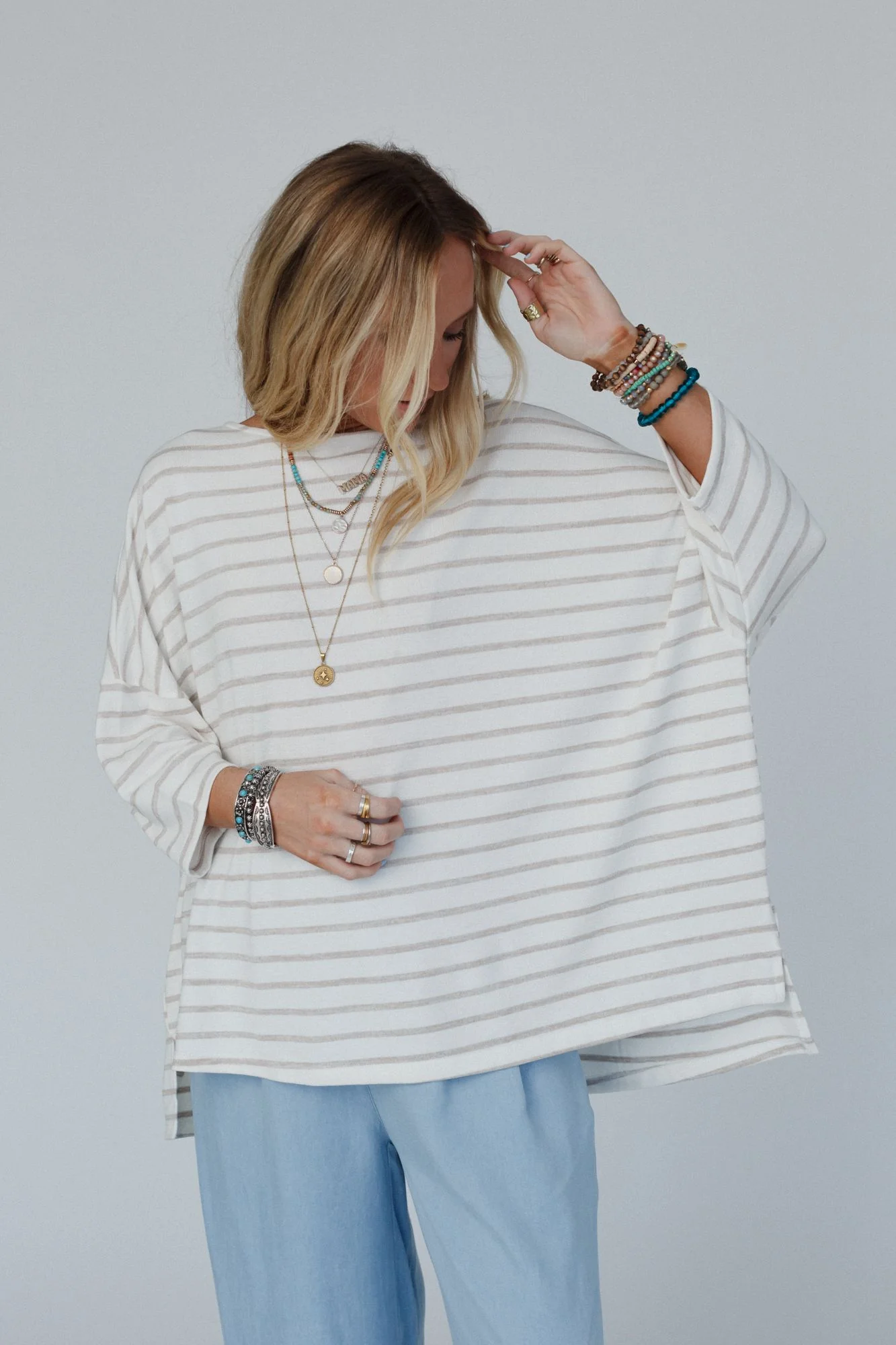 The Nest Swaying Stripes Top - Oatmeal - Image 5
