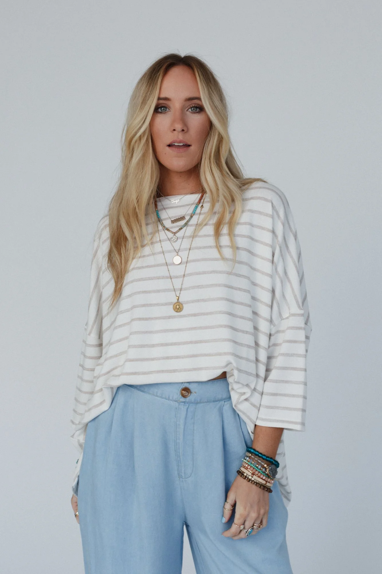 The Nest Swaying Stripes Top - Oatmeal - Image 6