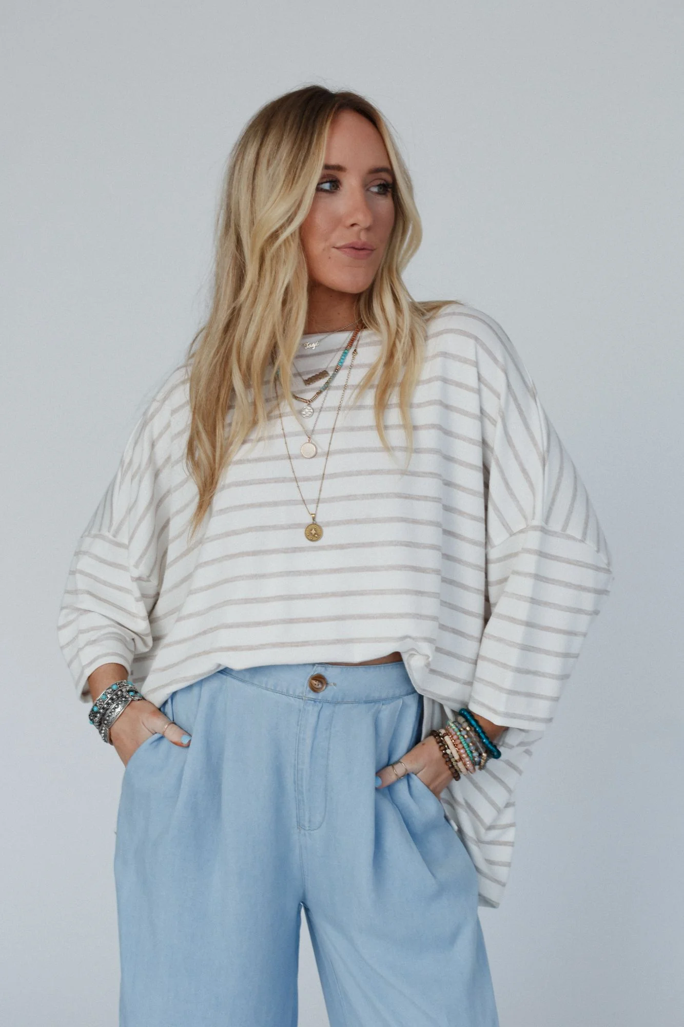 The Nest Swaying Stripes Top - Oatmeal - Pre Order - Image 2