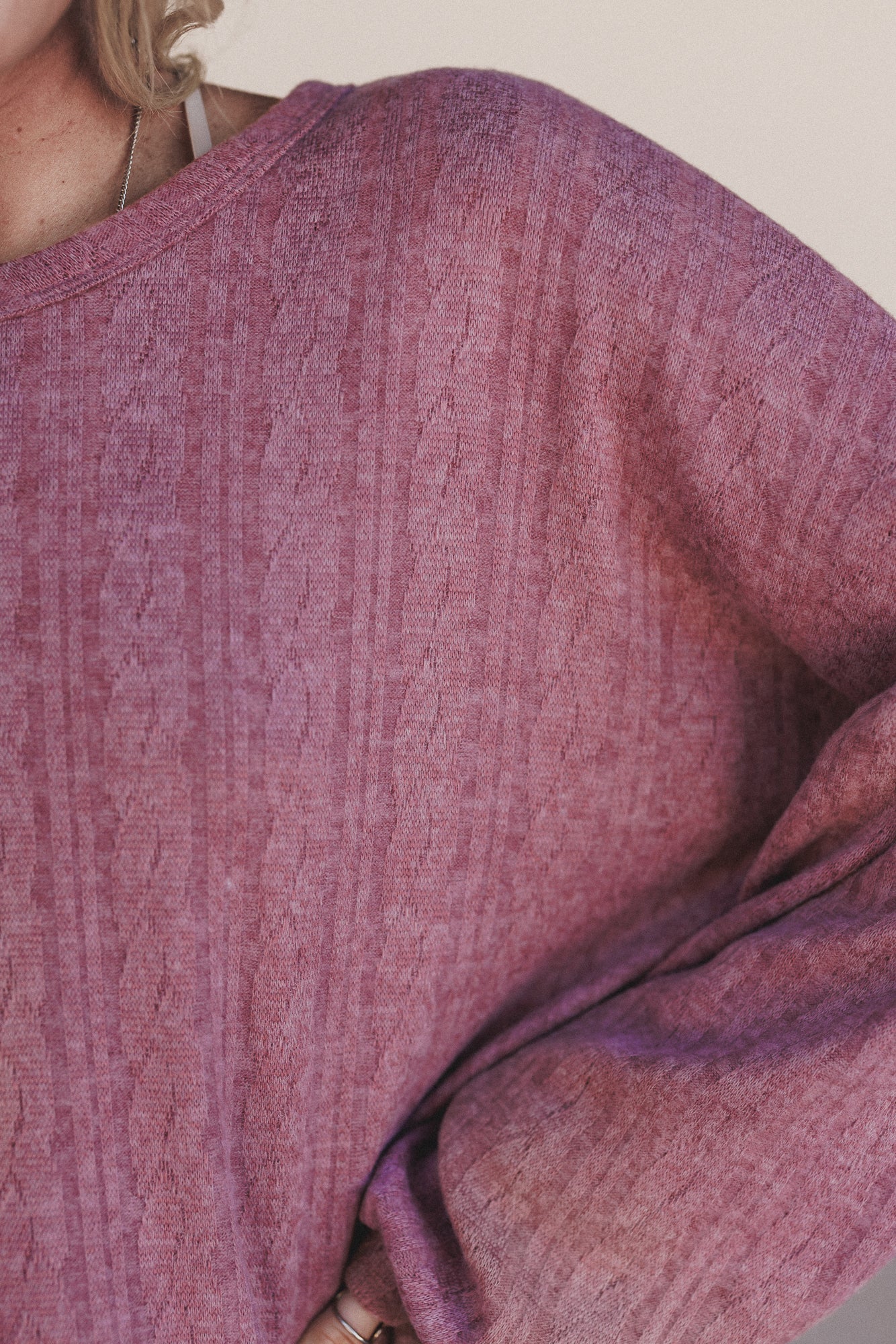 The Nest Sweet Heart Balloon Sleeve Knit Sweater - Mulberry - Image 3