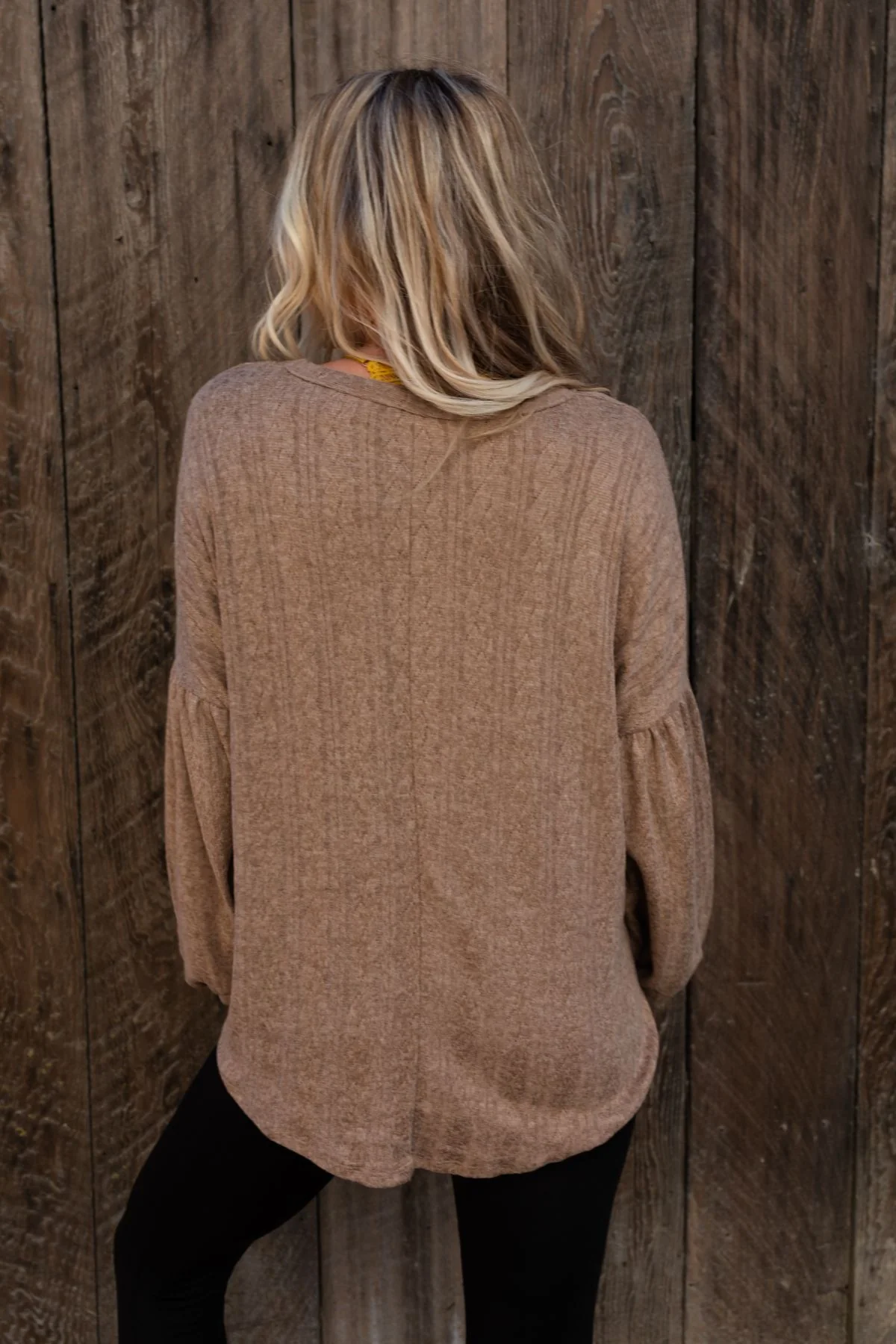 The Nest Sweet Heart Balloon Sleeve Knit Sweater - Mocha - Image 7
