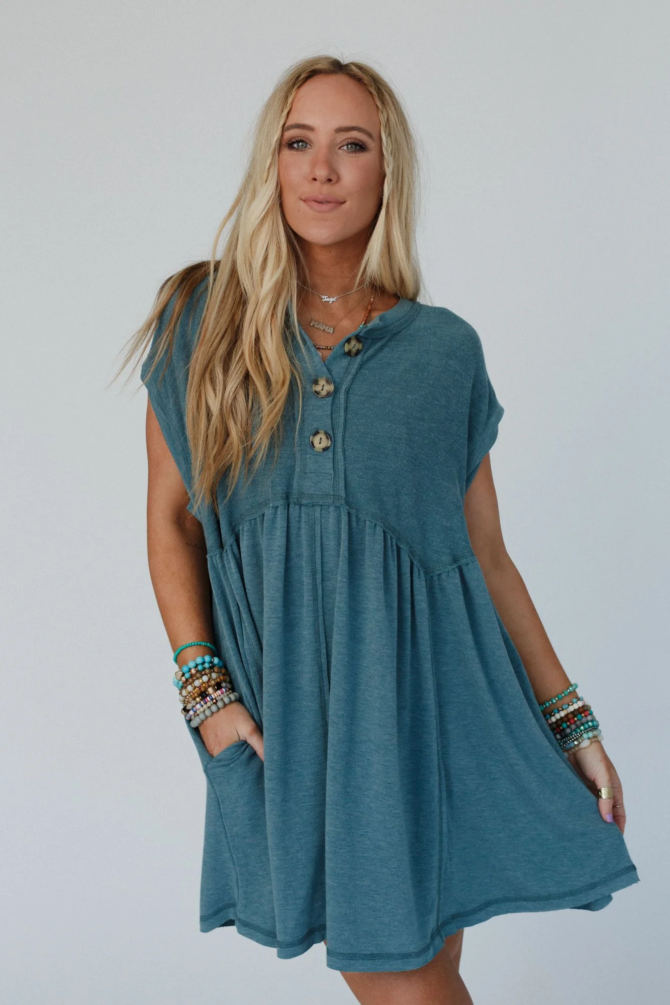 The Nest Sweet Nothings Baby Doll Dress - Teal - Image 4