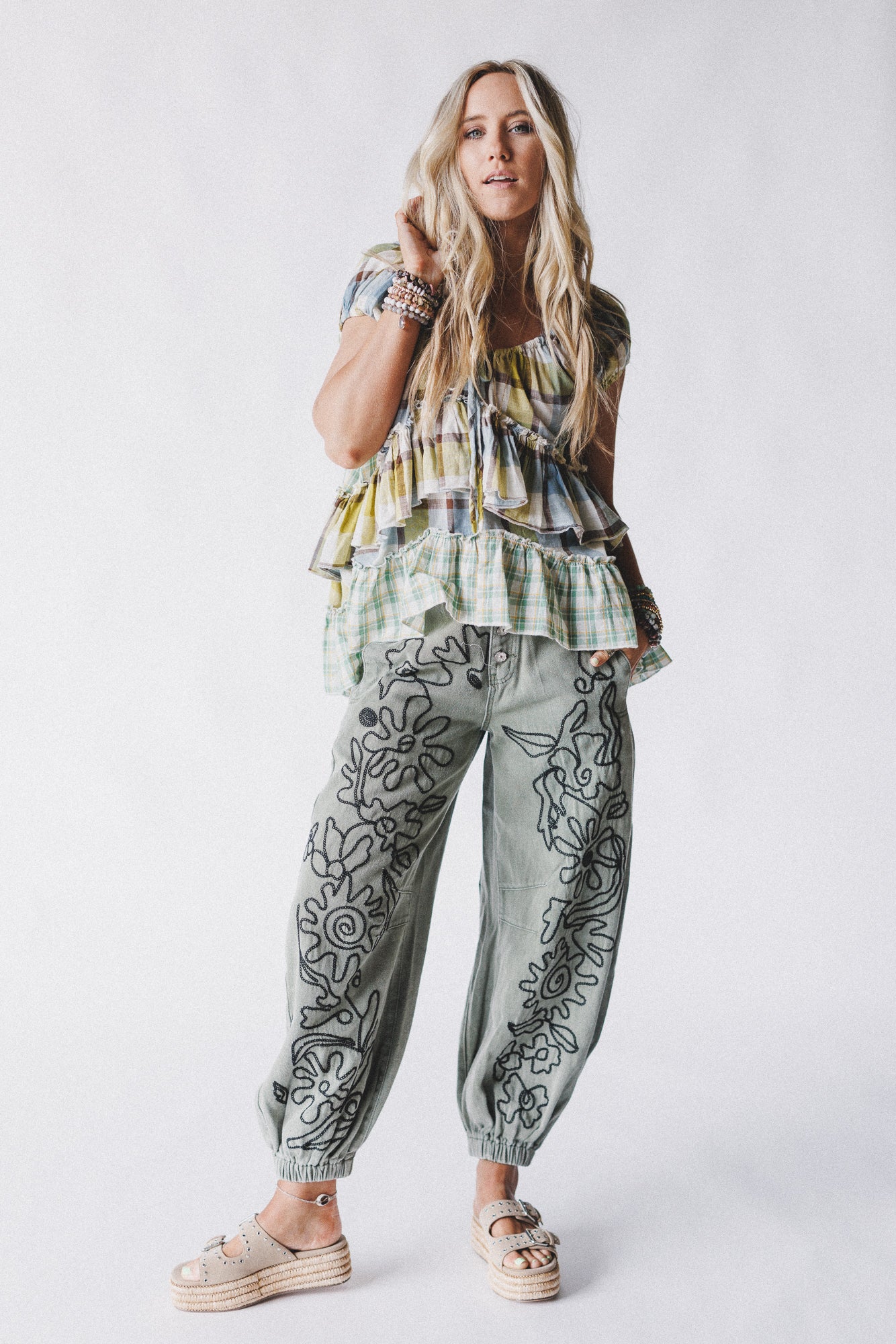 Sweet On You Embroidered Pants - Green - Image 2