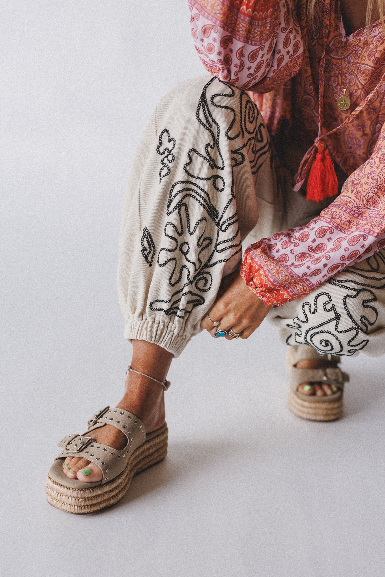 Sweet On You Embroidered Pants - Oat - Image 5
