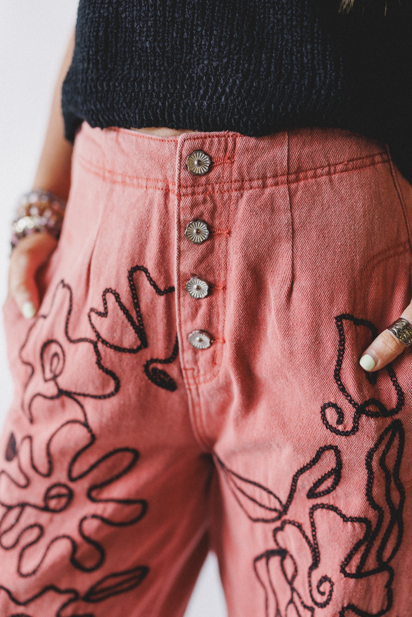 Sweet On You Embroidered Pants - Red - Image 3