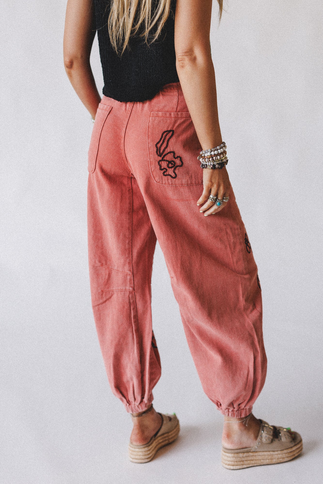 Sweet On You Embroidered Pants - Red - Image 4