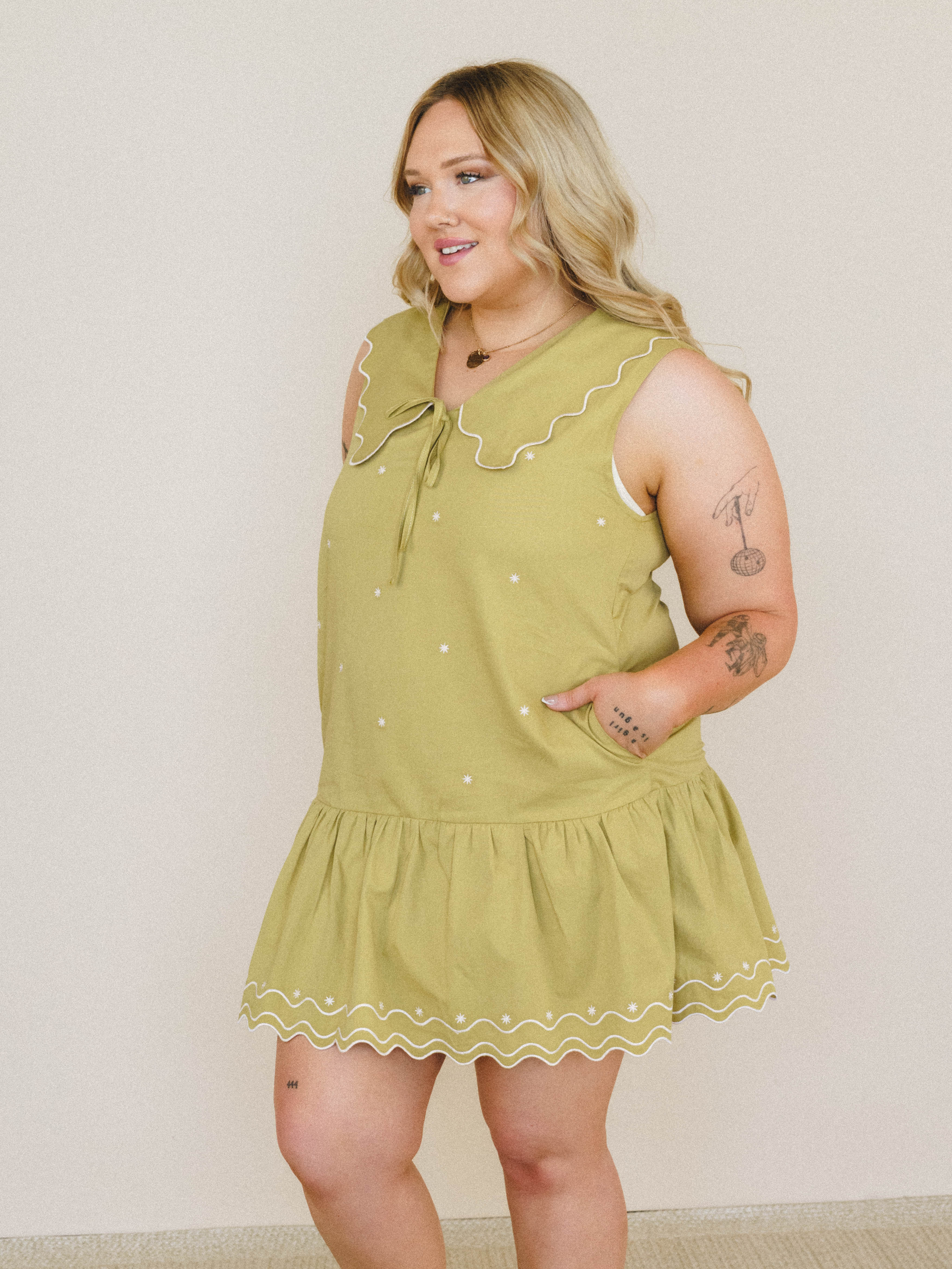 Sweet Pea Collared Dress - Lemon Grass - Image 3