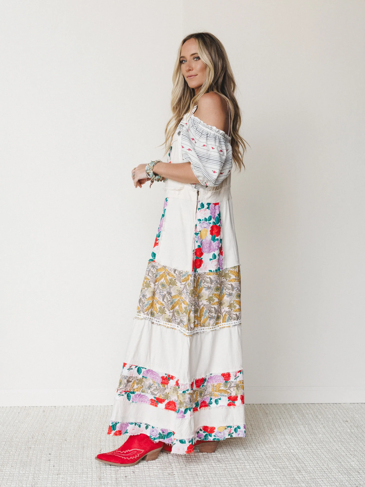 Sweetheart Charm Overalls Maxi Dress - Oatmilk - Image 2