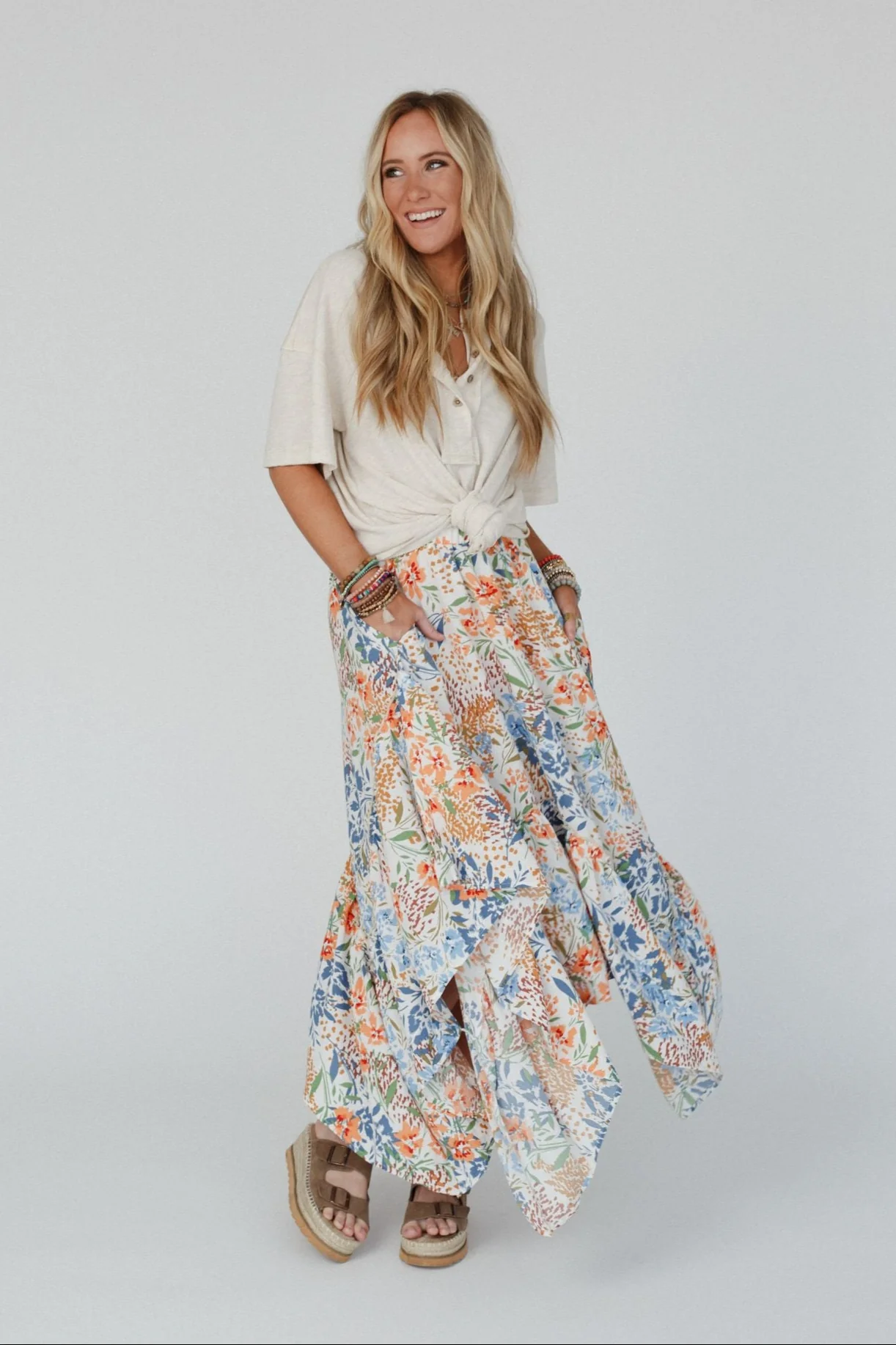 The Nest Swing Of Things Pocketed Midi Skirt - Floral - Image 7