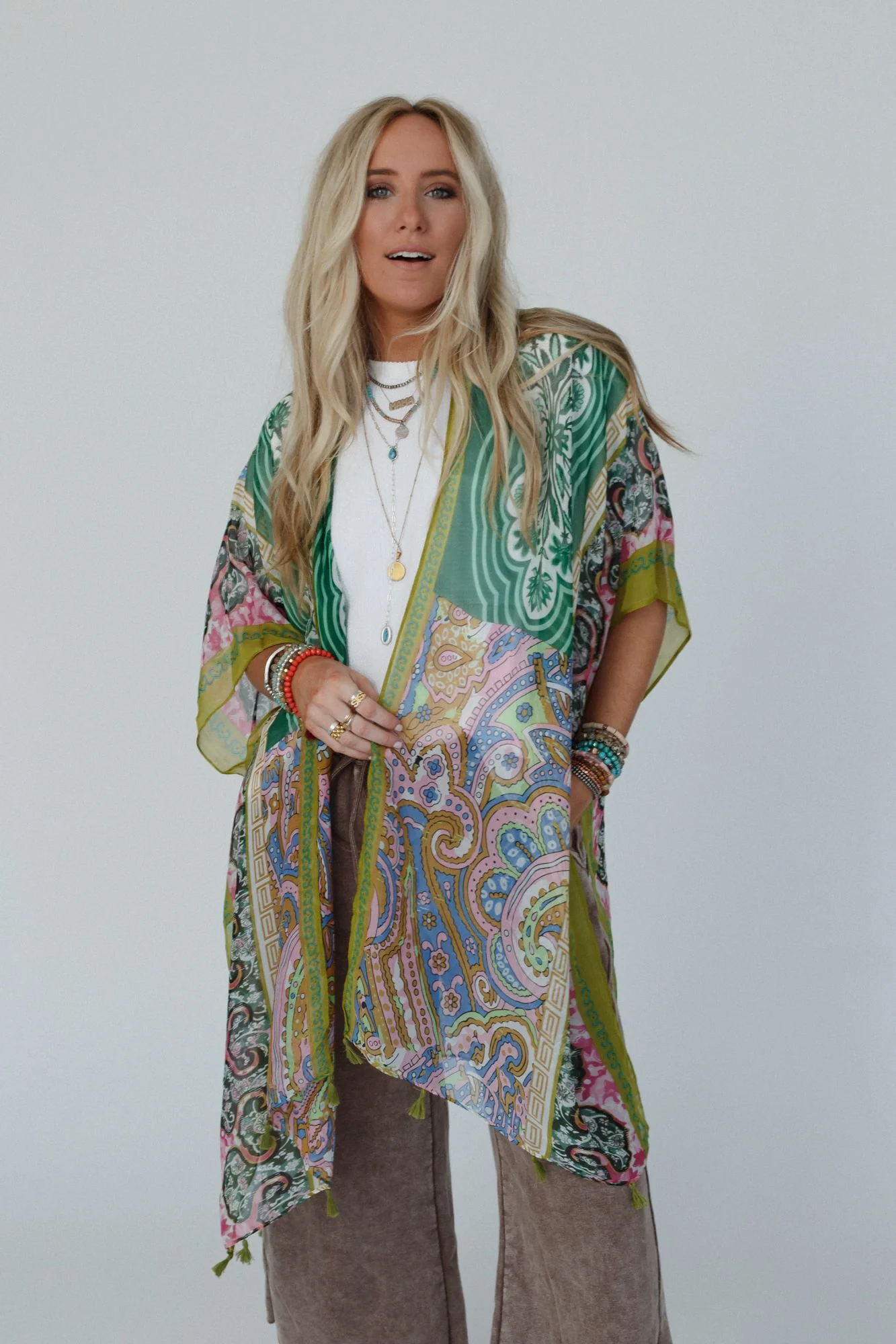 Tabitha Floral Kimono - Green - Image 3
