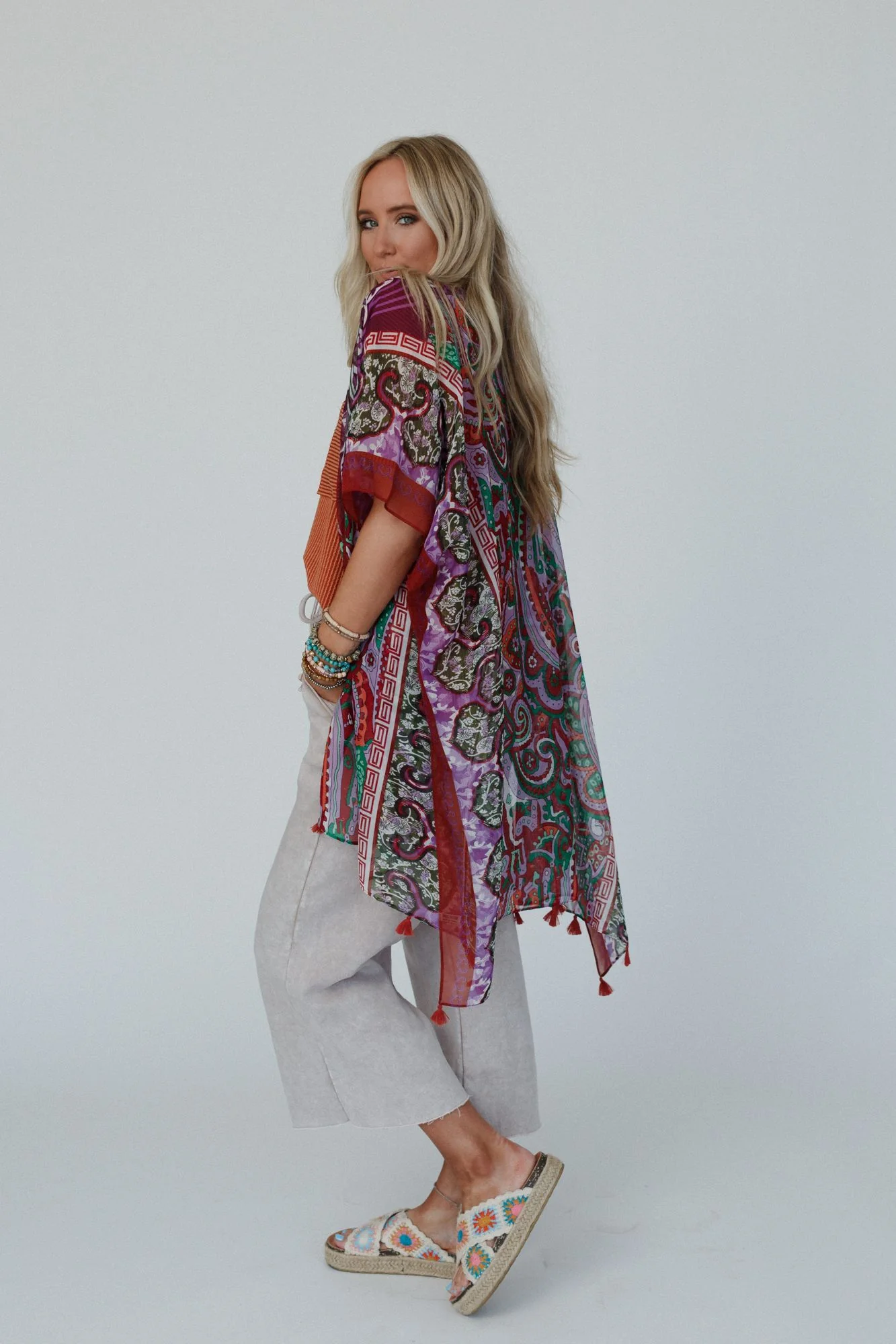 Tabitha Floral Kimono - Maroon - Image 4