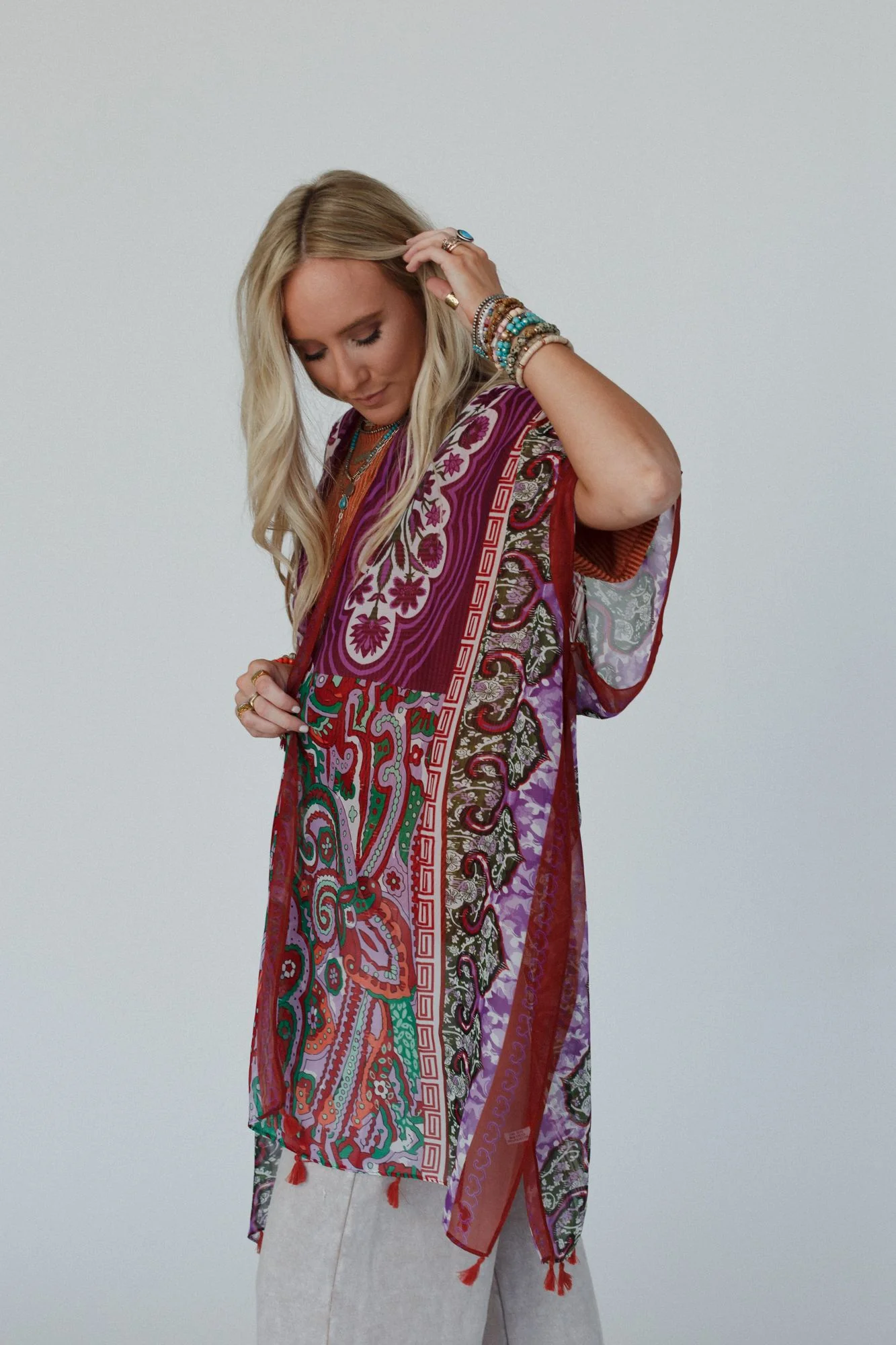 Tabitha Floral Kimono - Maroon - Image 5