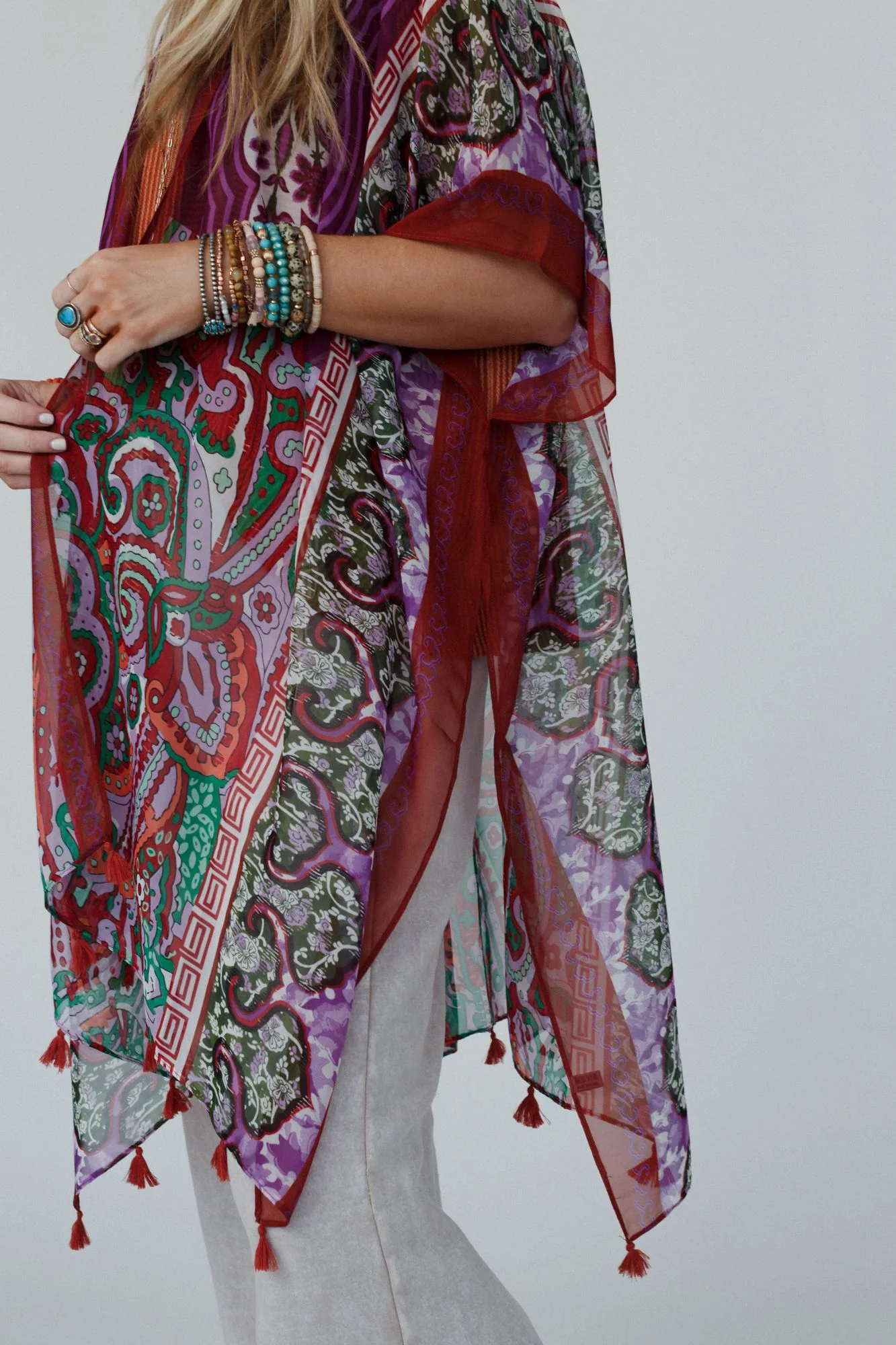 Tabitha Floral Kimono - Maroon - Image 6
