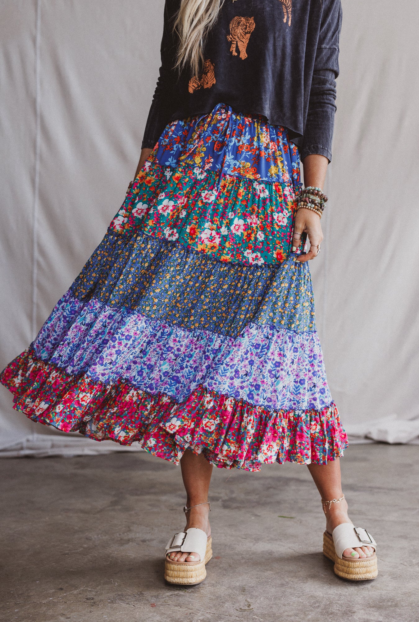 Tatjana Printed Maxi Skirt - Blue - Image 2