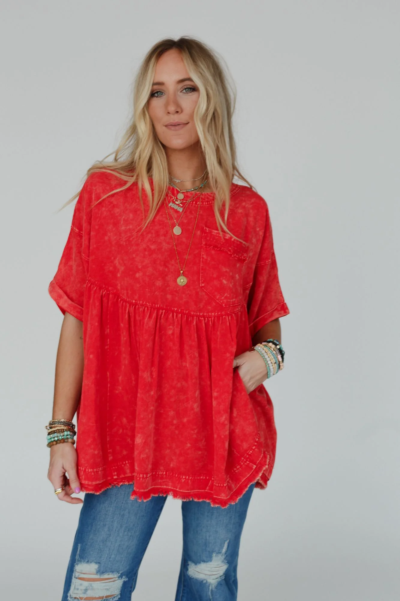 The Good Life Oversized Top - Red - Image 3