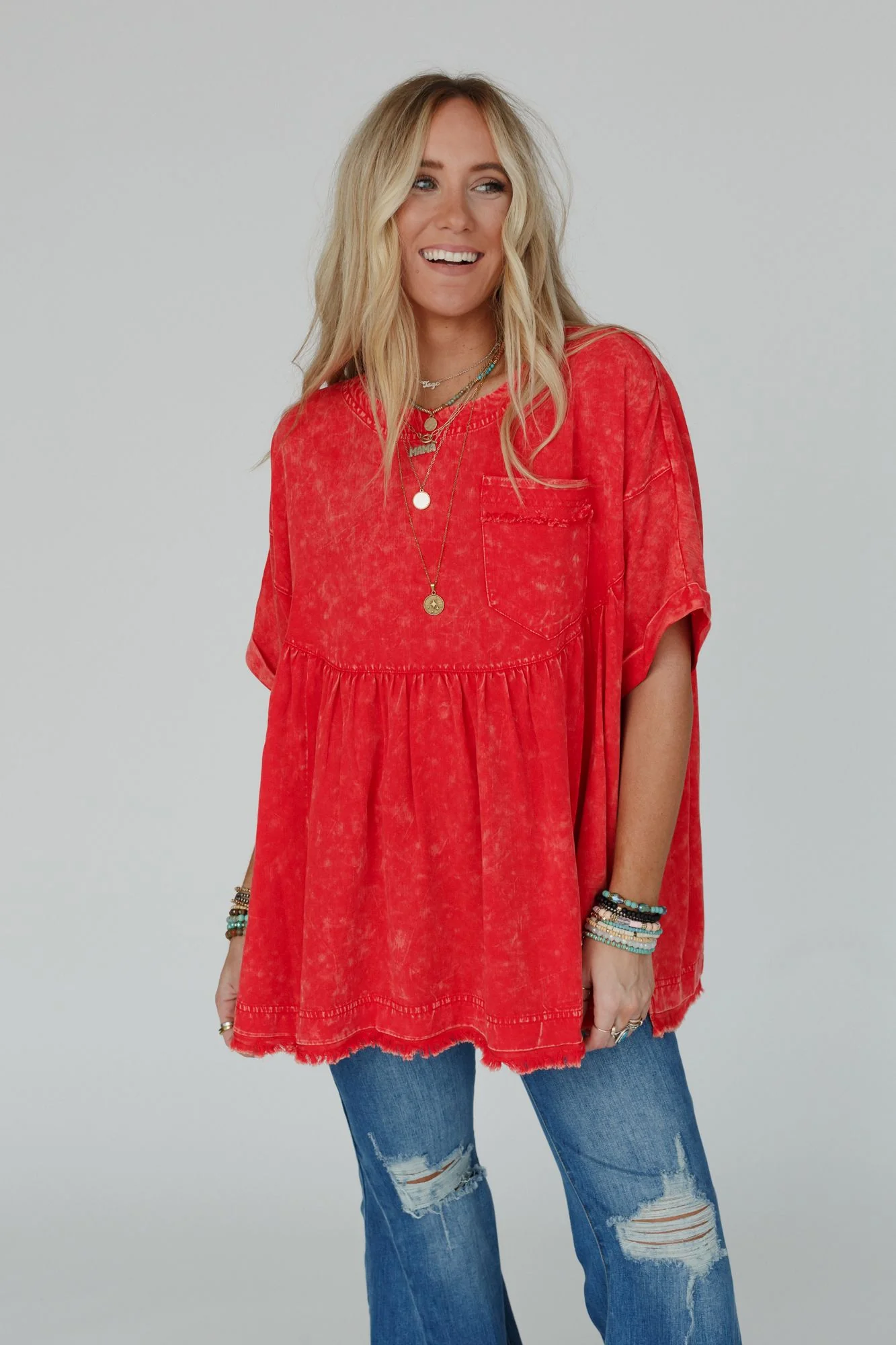 The Good Life Oversized Top - Red - Image 4