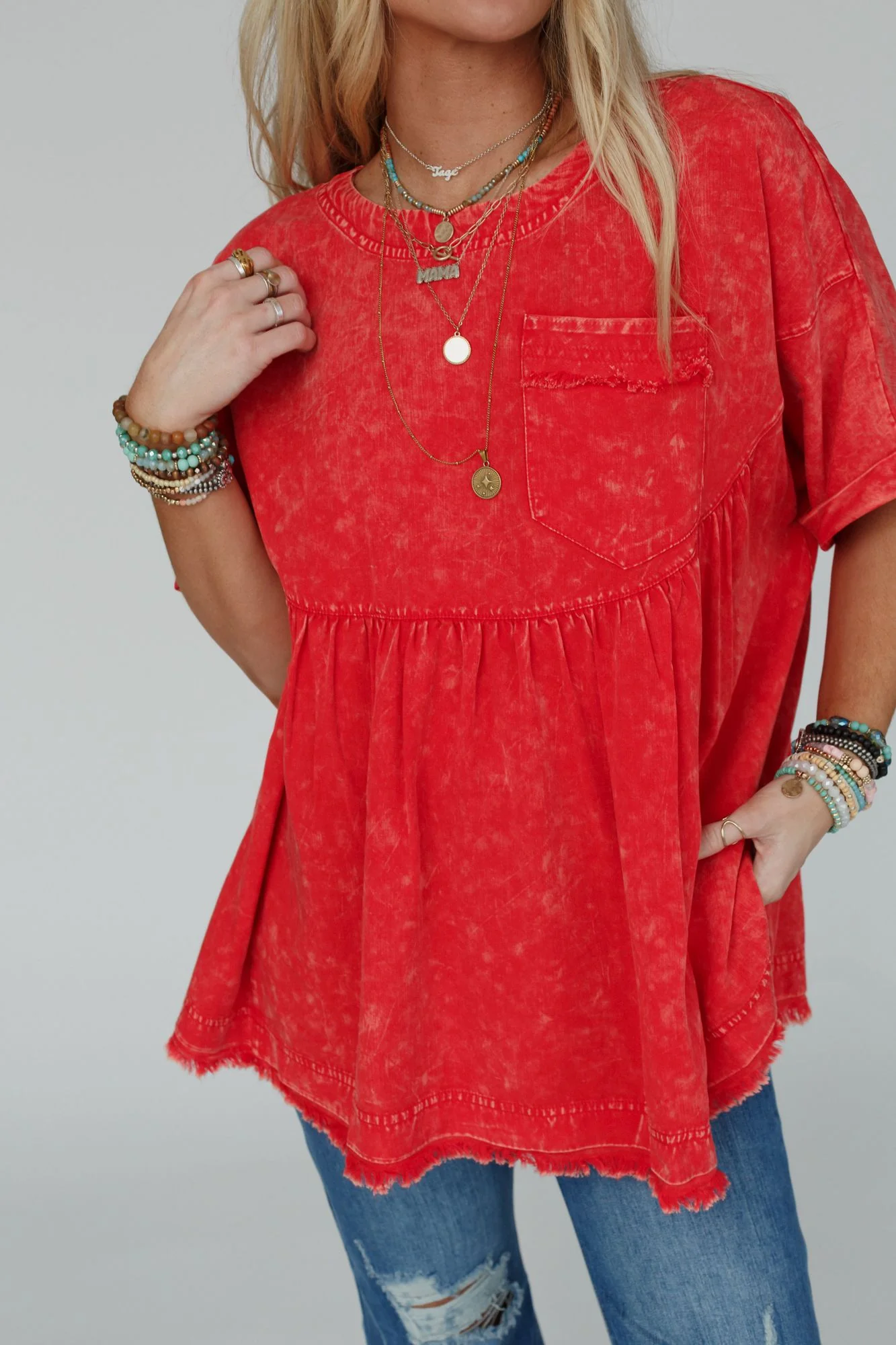 The Good Life Oversized Top - Red - Image 5