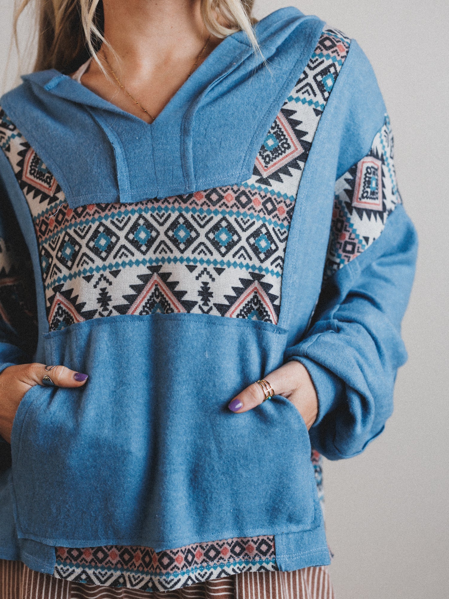 The Nest Beach Nights Pullover Hoodie Top - Teal - Image 3