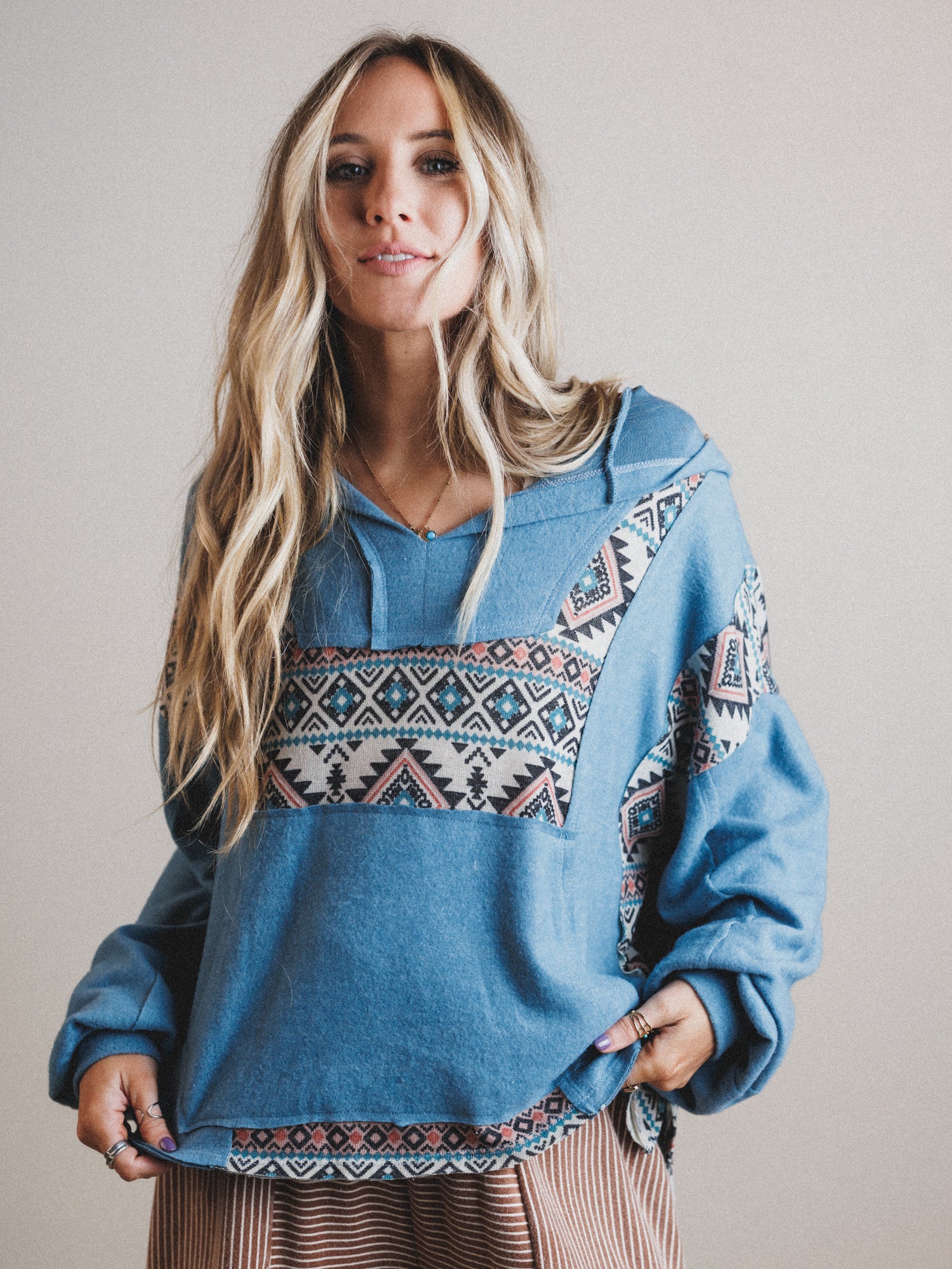 The Nest Beach Nights Pullover Hoodie Top - Teal - Image 6