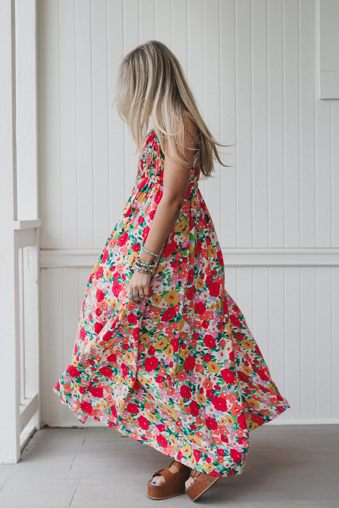 The Nest Bohemian Grace Maxi Dress - Red Floral - Image 2