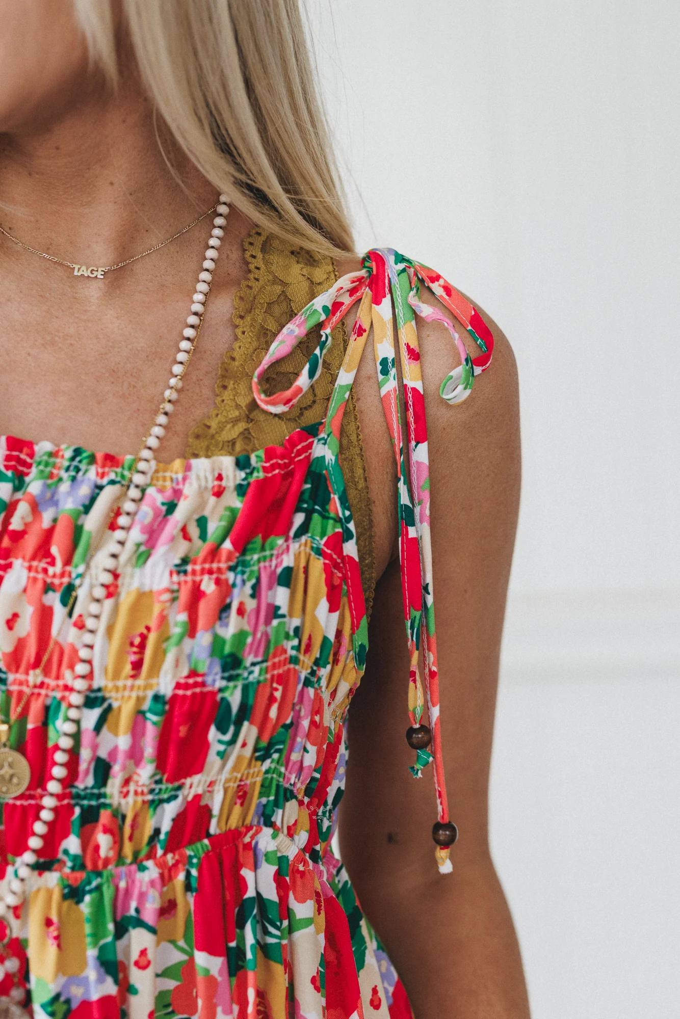 The Nest Bohemian Grace Maxi Dress - Red Floral - Image 3