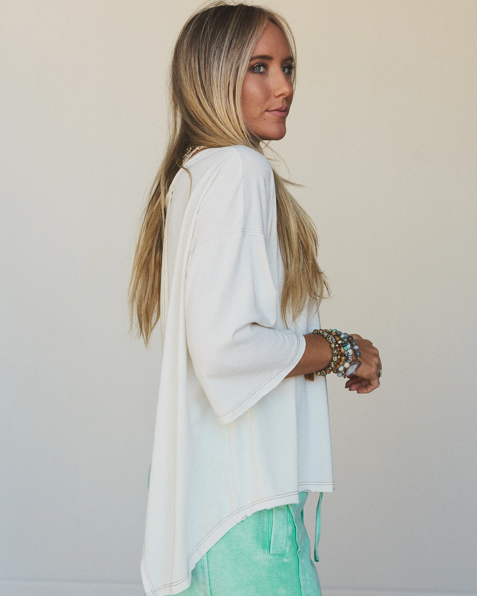 The Nest Callie Split Back Top - Natural - Image 3