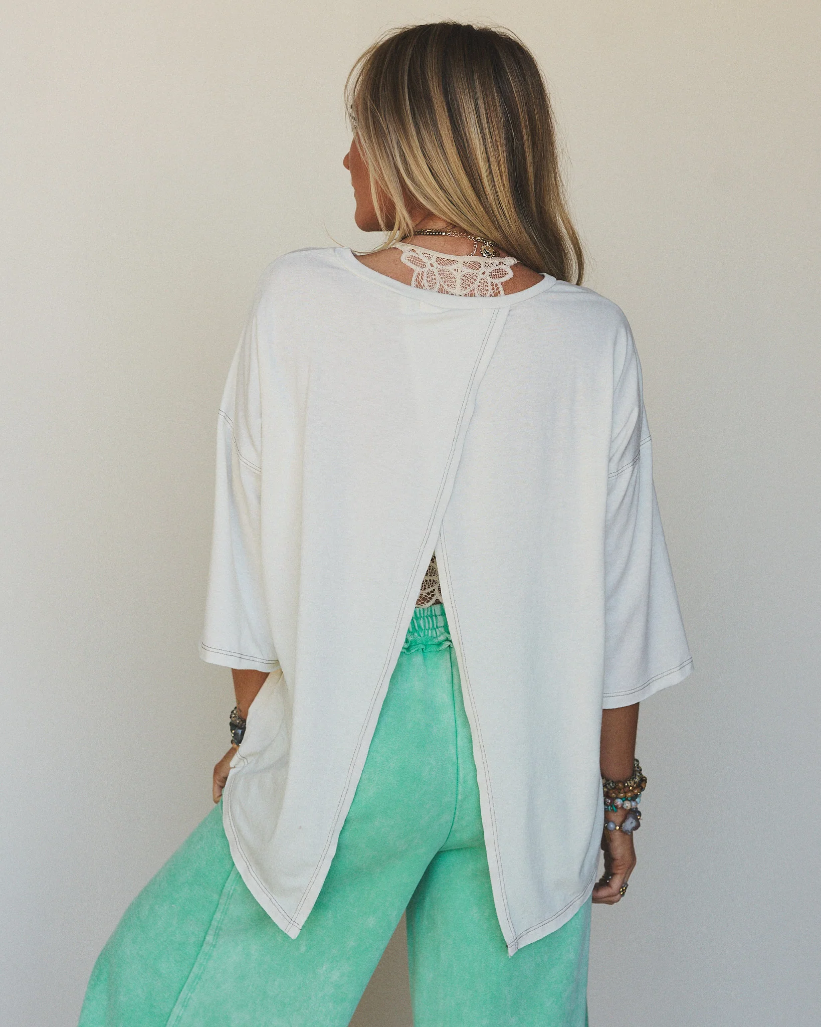 The Nest Callie Split Back Top - Natural - Image 5