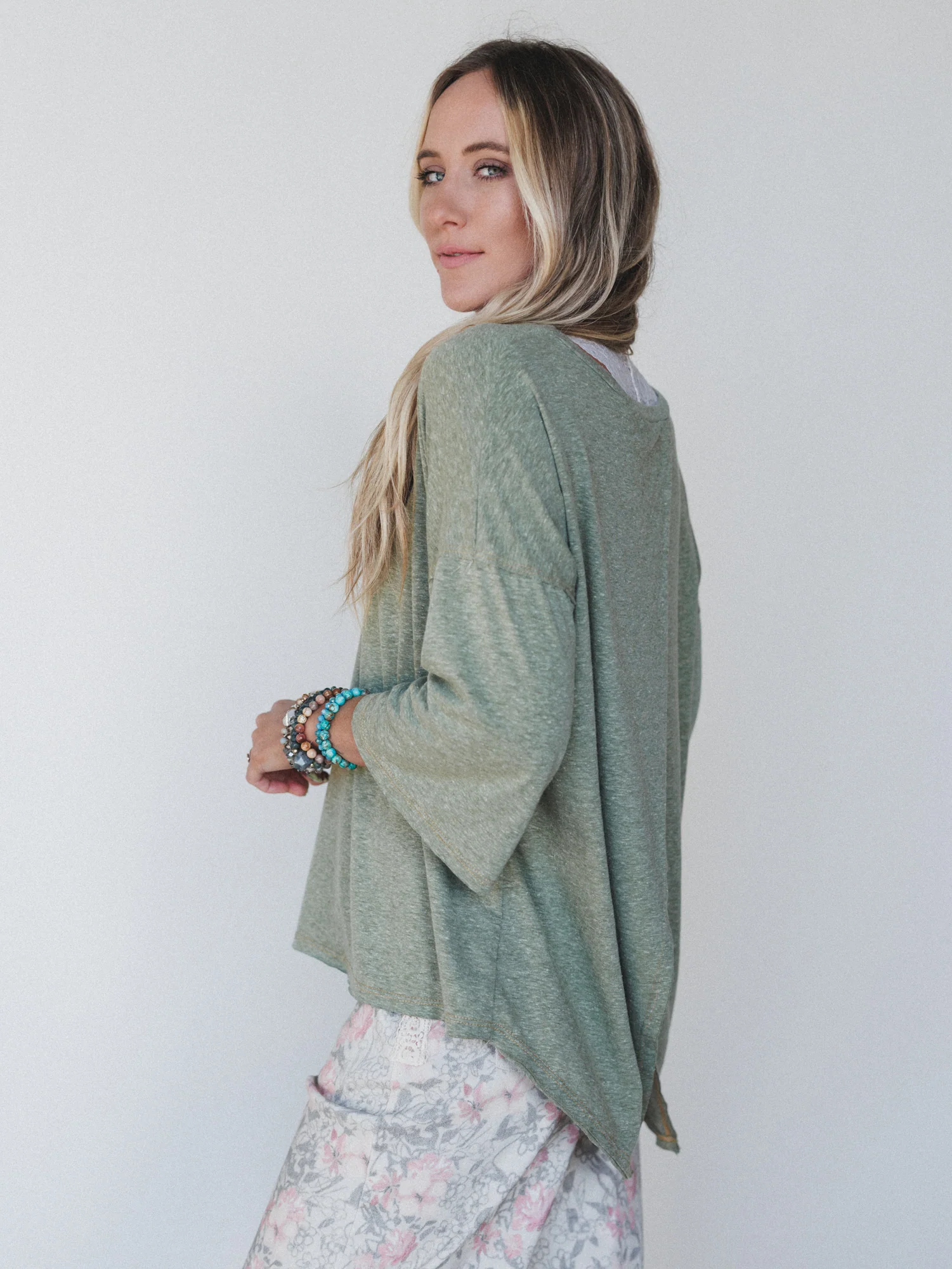 The Nest Callie Split Back Top - Olive - Image 3