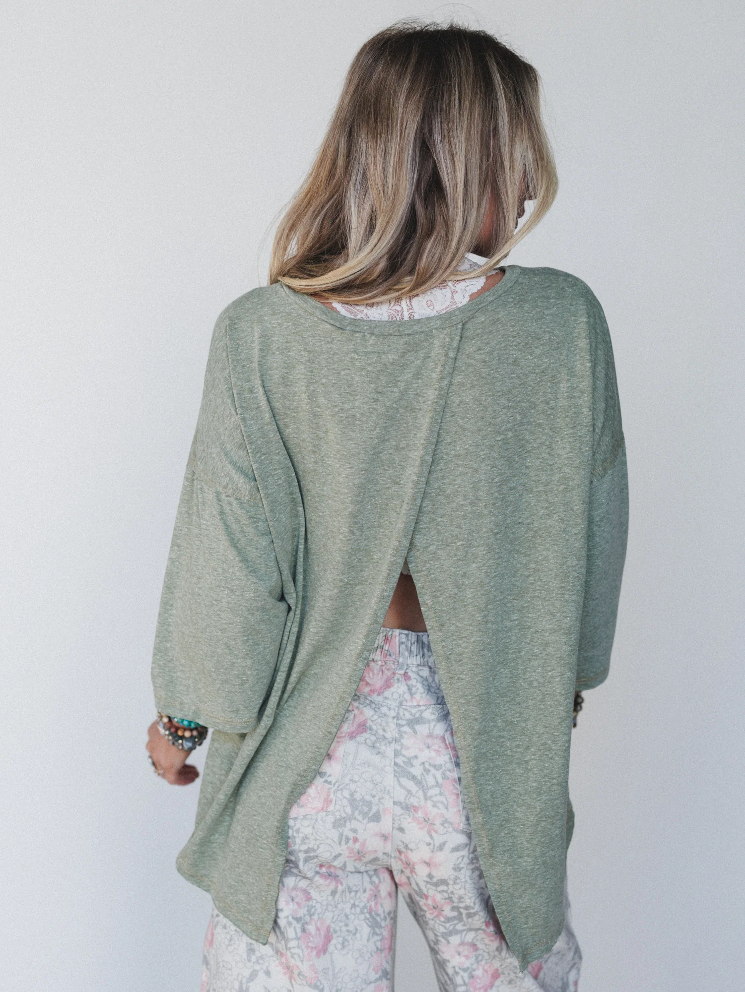 The Nest Callie Split Back Top - Olive - Image 4