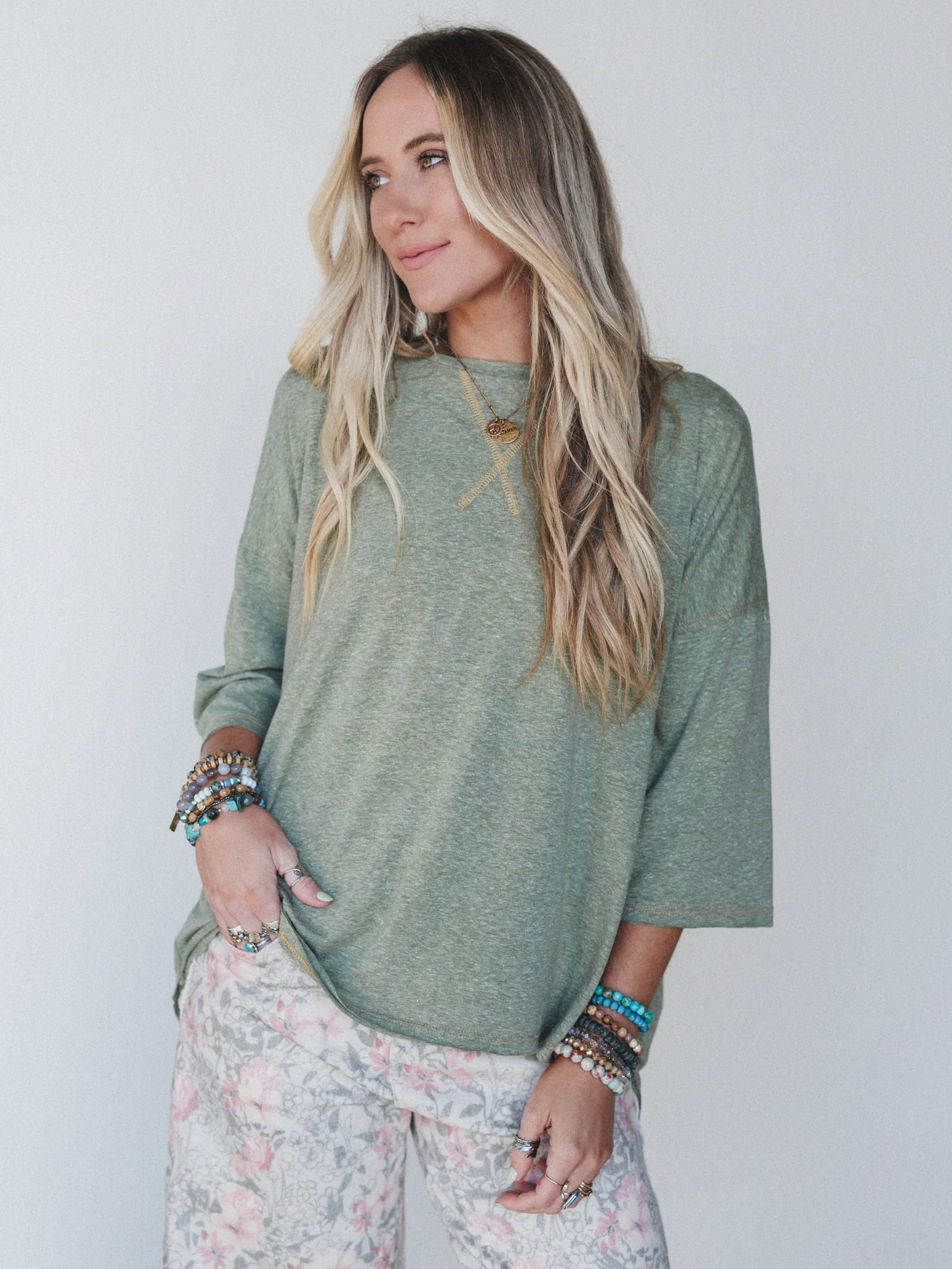 The Nest Callie Split Back Top - Olive - Image 5