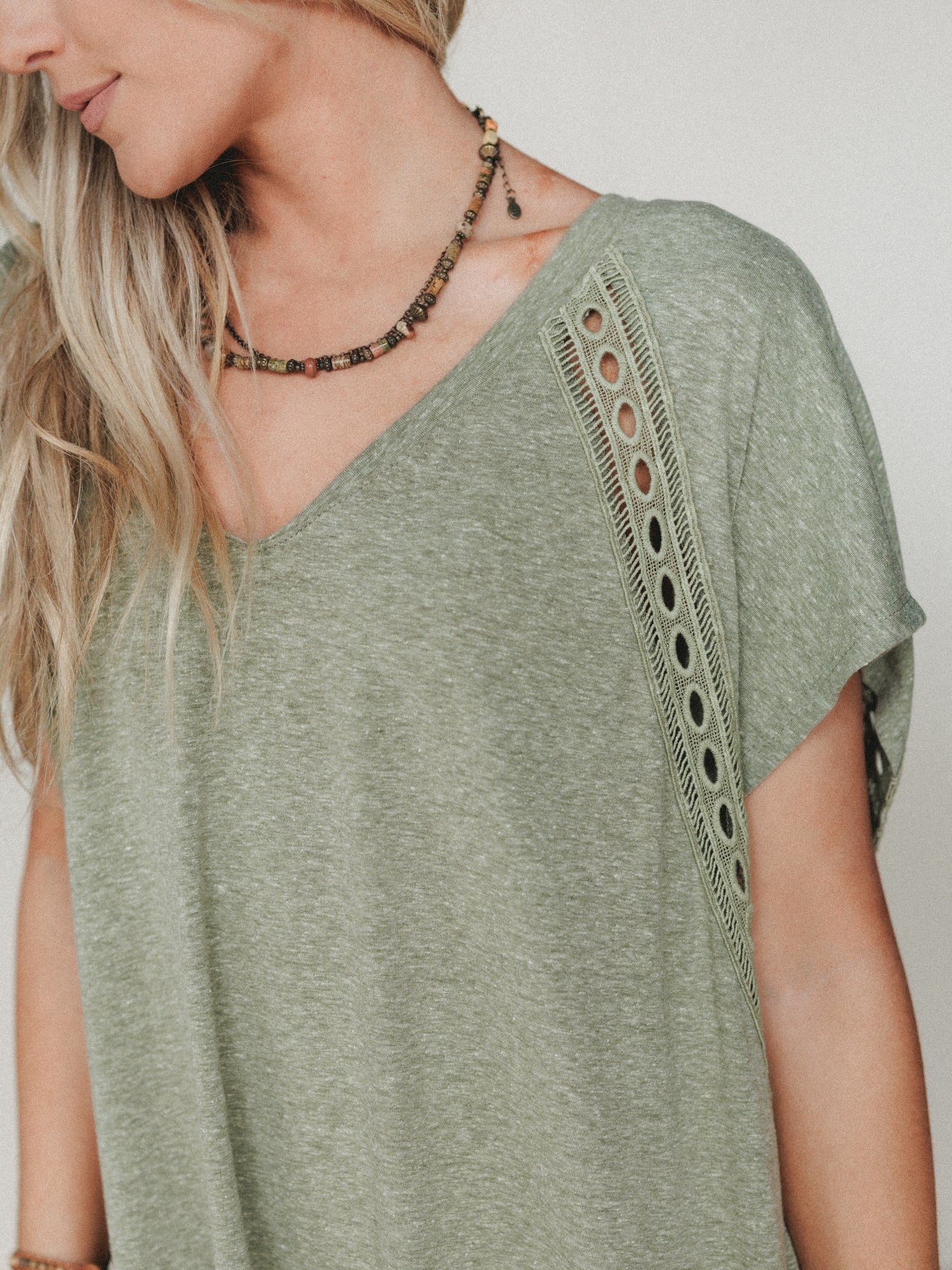 The Nest Camden Lace Tee Dress - Olive - Image 3